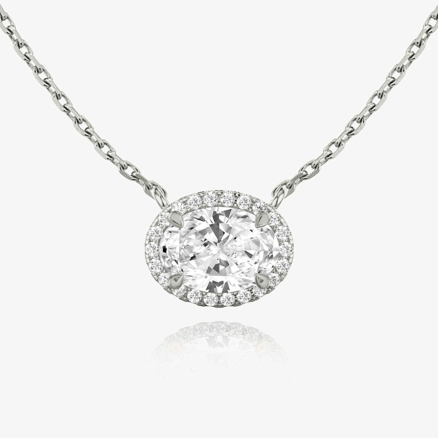 Halo Necklace | Oval | 14k | 18k White Gold | Carat weight: 1/4