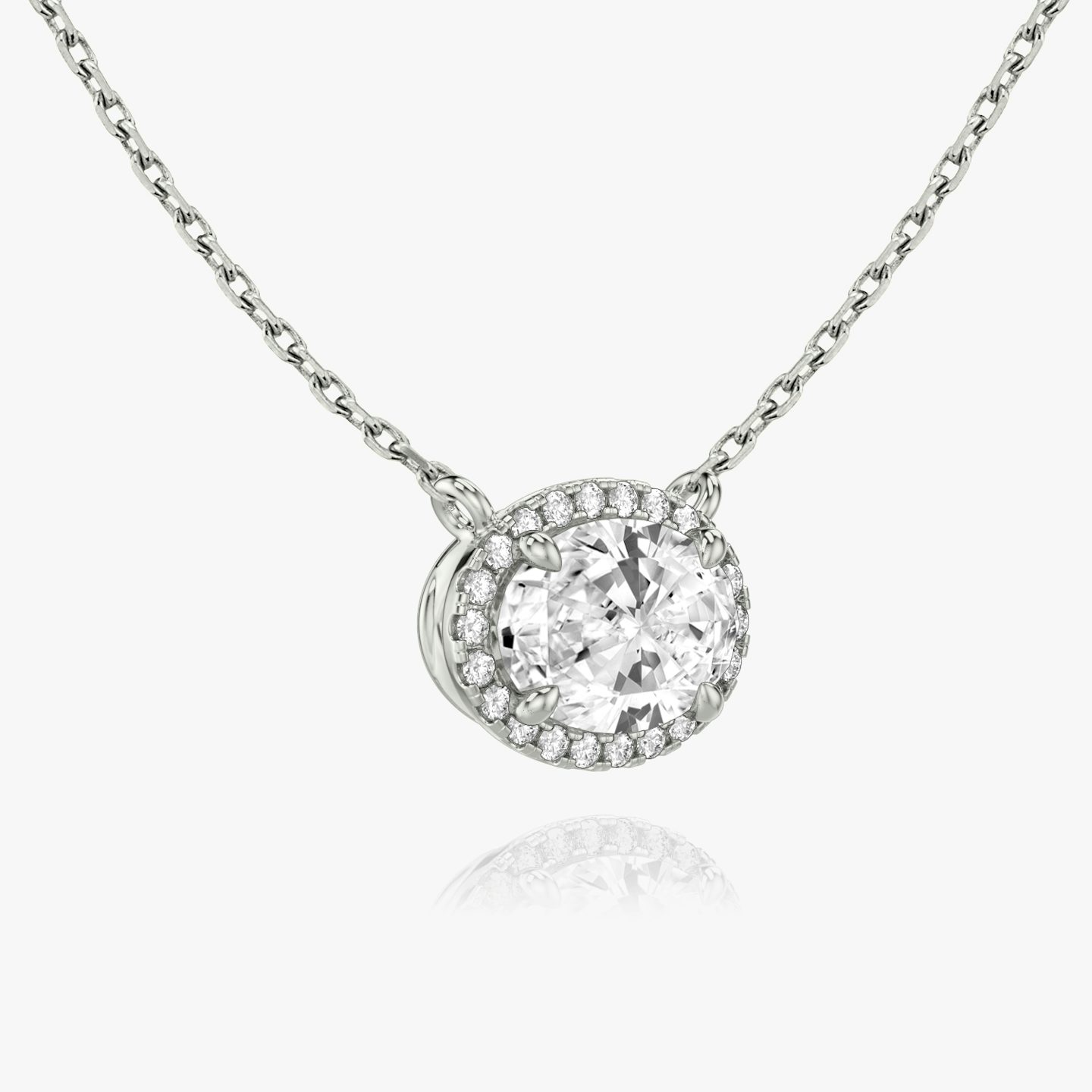 Halo Necklace | Oval | 14k | 18k White Gold | Carat weight: 3/4