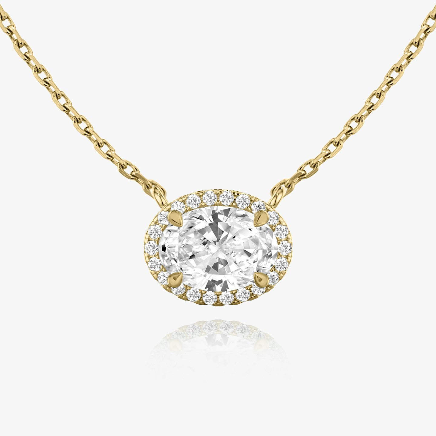 Halo Necklace | Oval | 14k | 18k Yellow Gold | Carat weight: 1/4