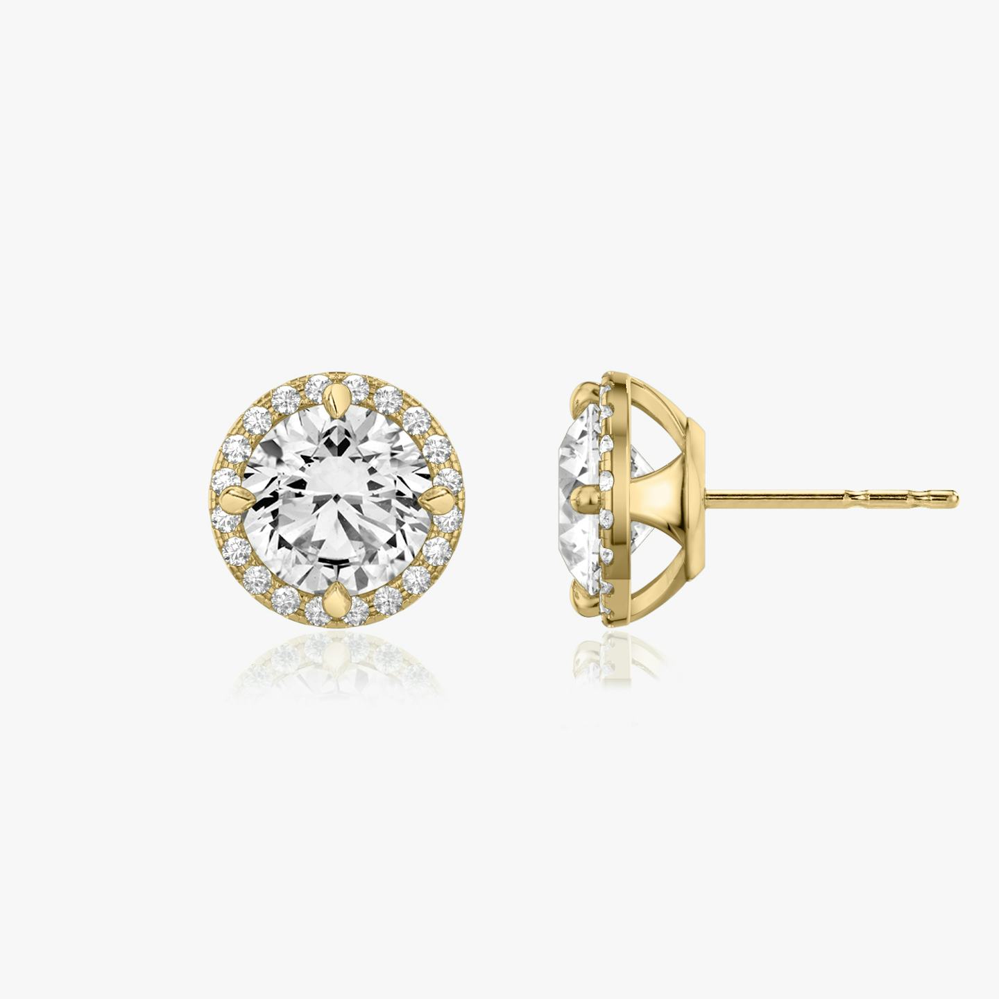 Halo Stud | Round Brilliant | 14k | 18k Yellow Gold | Carat weight: See full inventory
