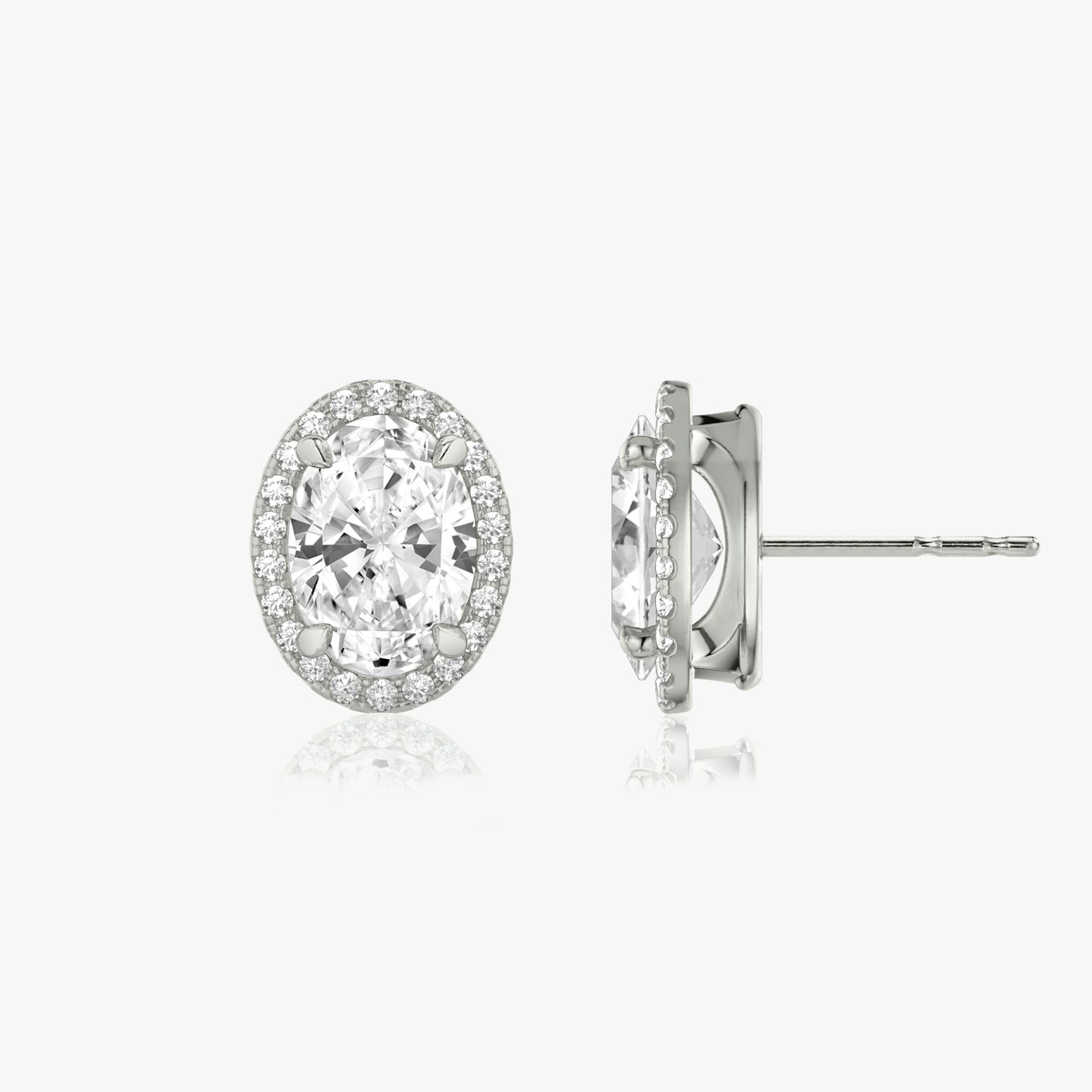 Halo Stud | Oval | 14k | 18k White Gold | Carat weight: See full inventory
