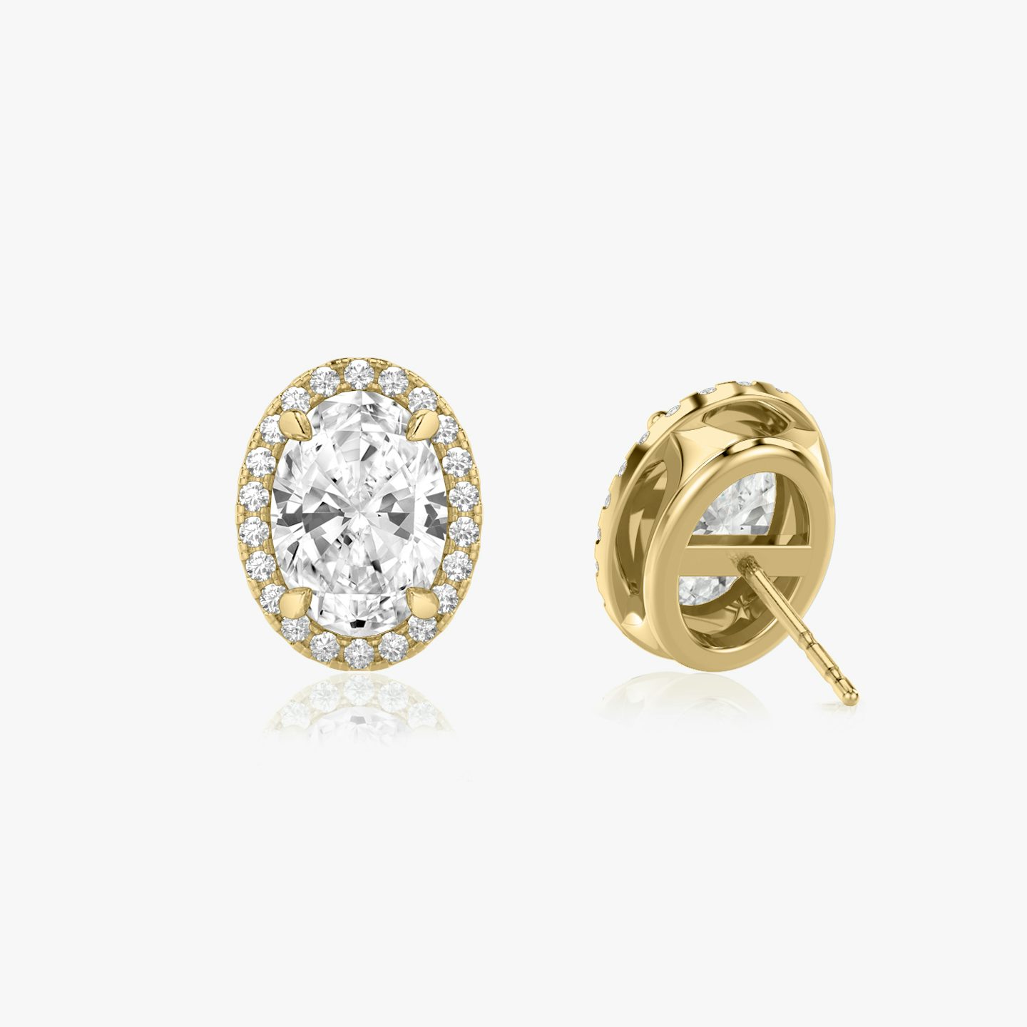 Halo Stud | Oval | 14k | 18k Yellow Gold | Carat weight: 1/4