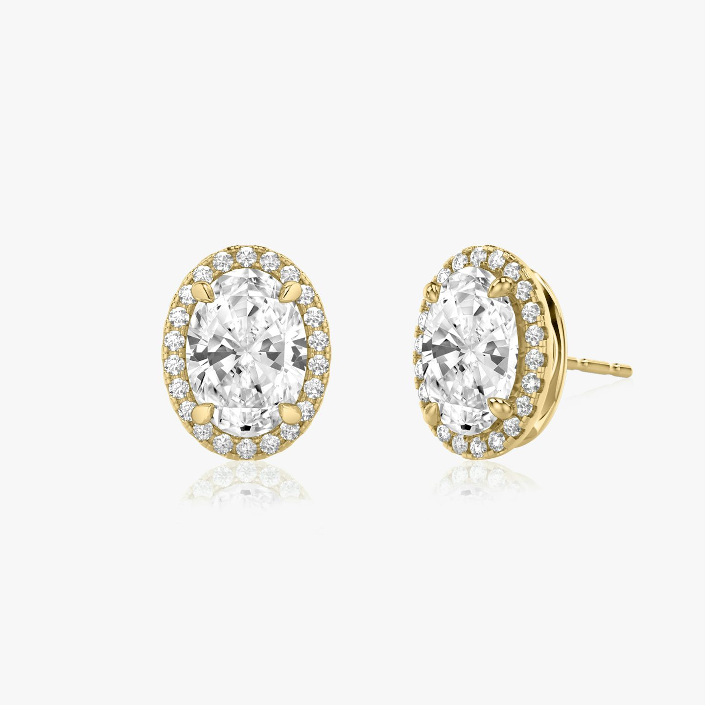 Halo Stud | Oval | 14k | 18k Yellow Gold | Carat weight: 1/4