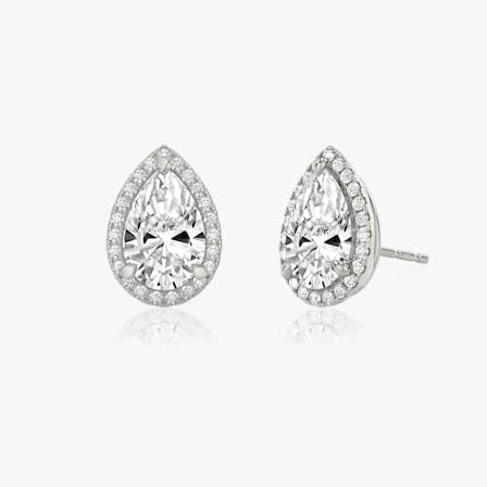 Halo Pear Stud Earrings