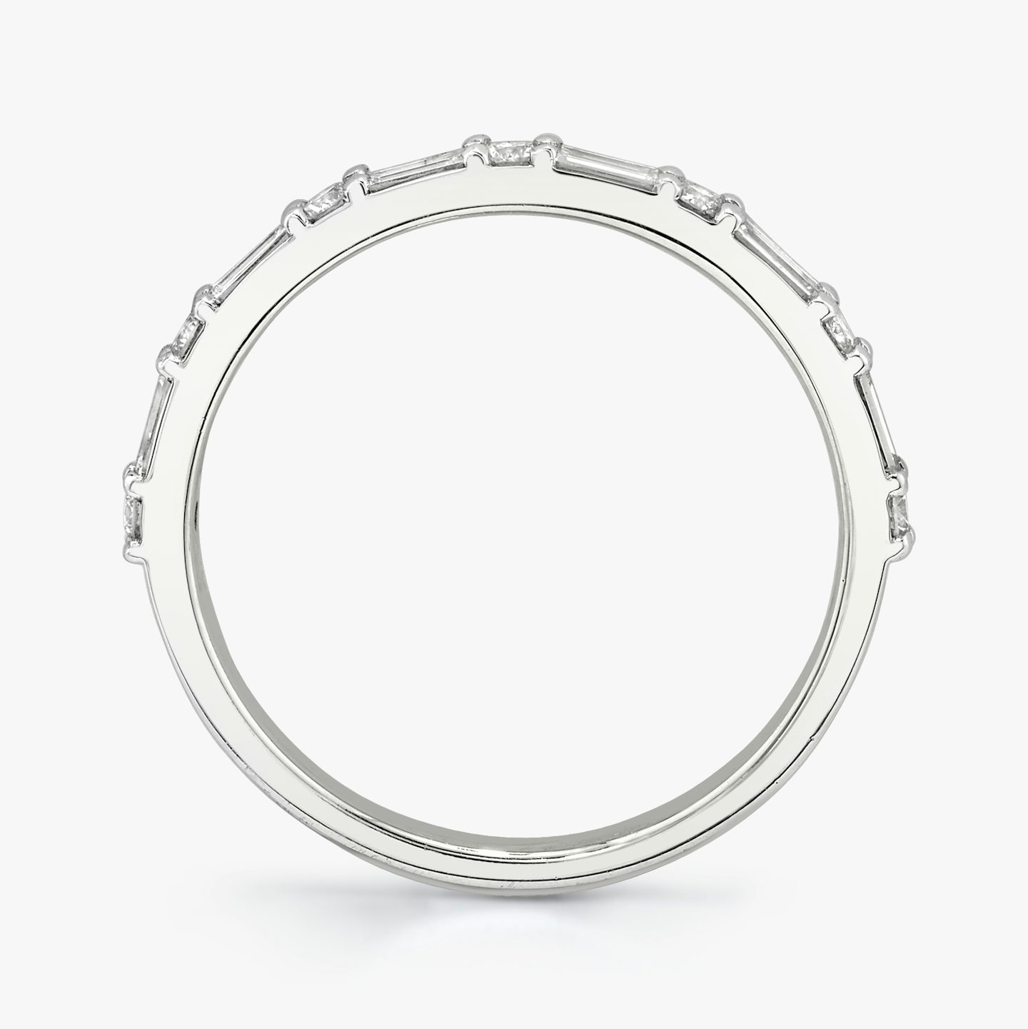 Alliance Alternating Shapes | Rond Brillant | 18k | Or blanc 18 carats | Modèle d'anneau: Diamant demi-tour