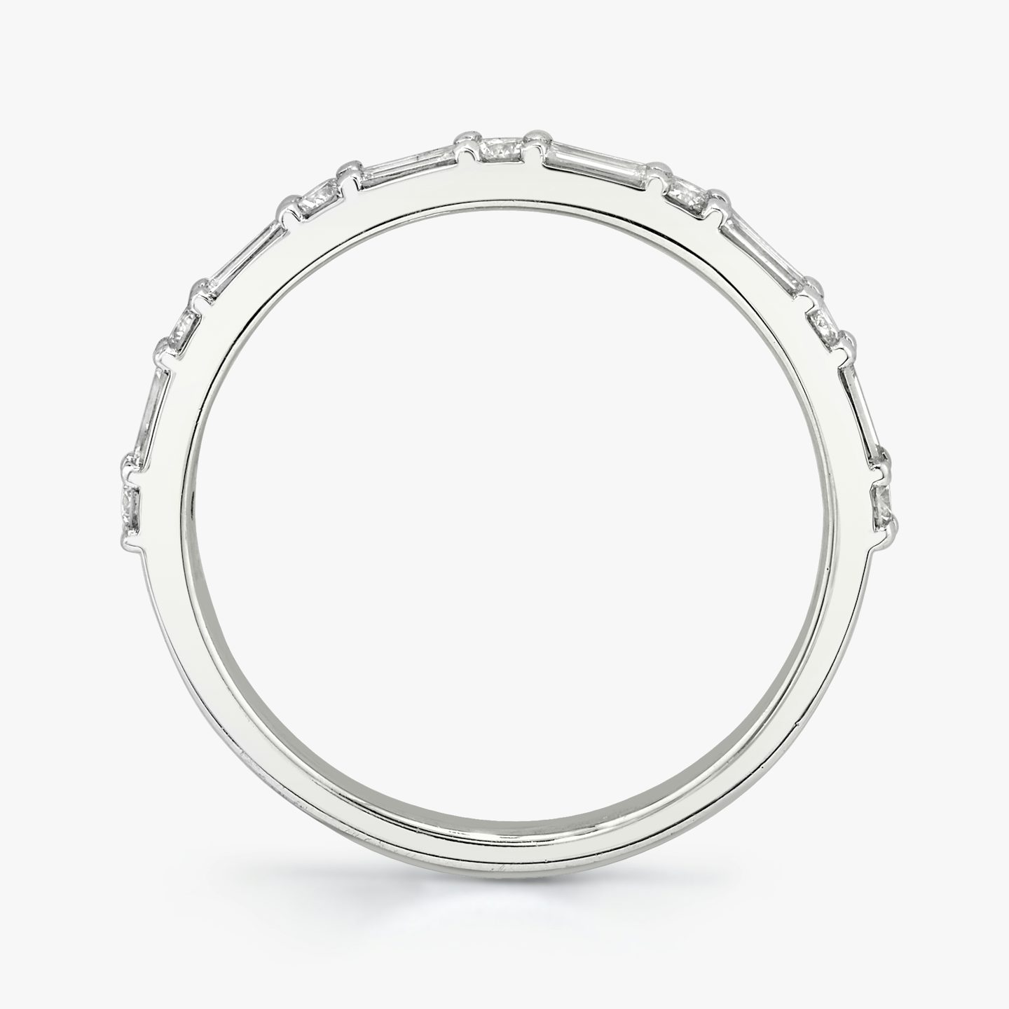 The Alternating Shapes Band | Round Brilliant | 18k | 18k White Gold | Band style: Half diamond