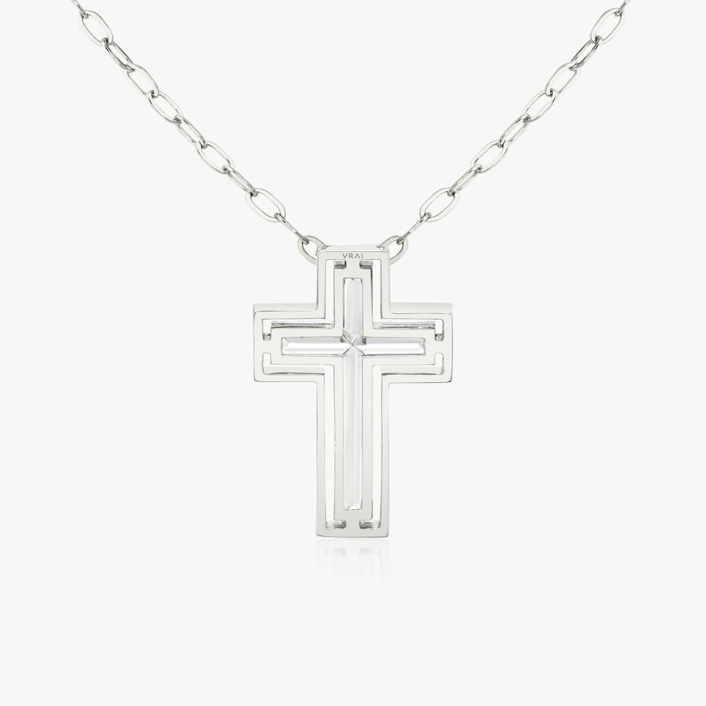 Suspended Solitaire Cross Halskette | 18k | 18k Weißgold | Kettenlänge: 18-20