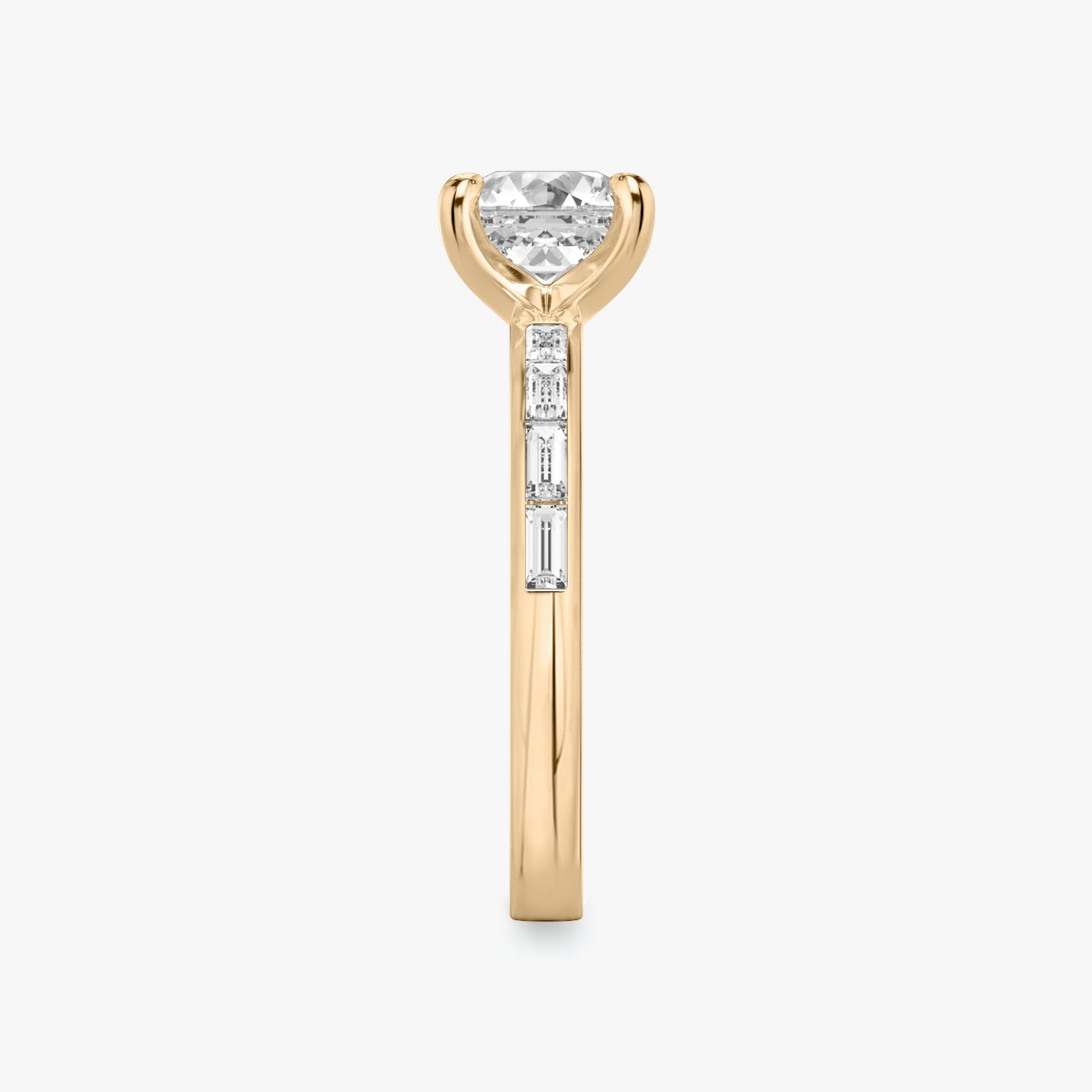 The Devotion | Asscher | 14k | 14k Rose Gold | Band stone shape: Baguette | Band: Original | Diamond orientation: vertical | Carat weight: See full inventory