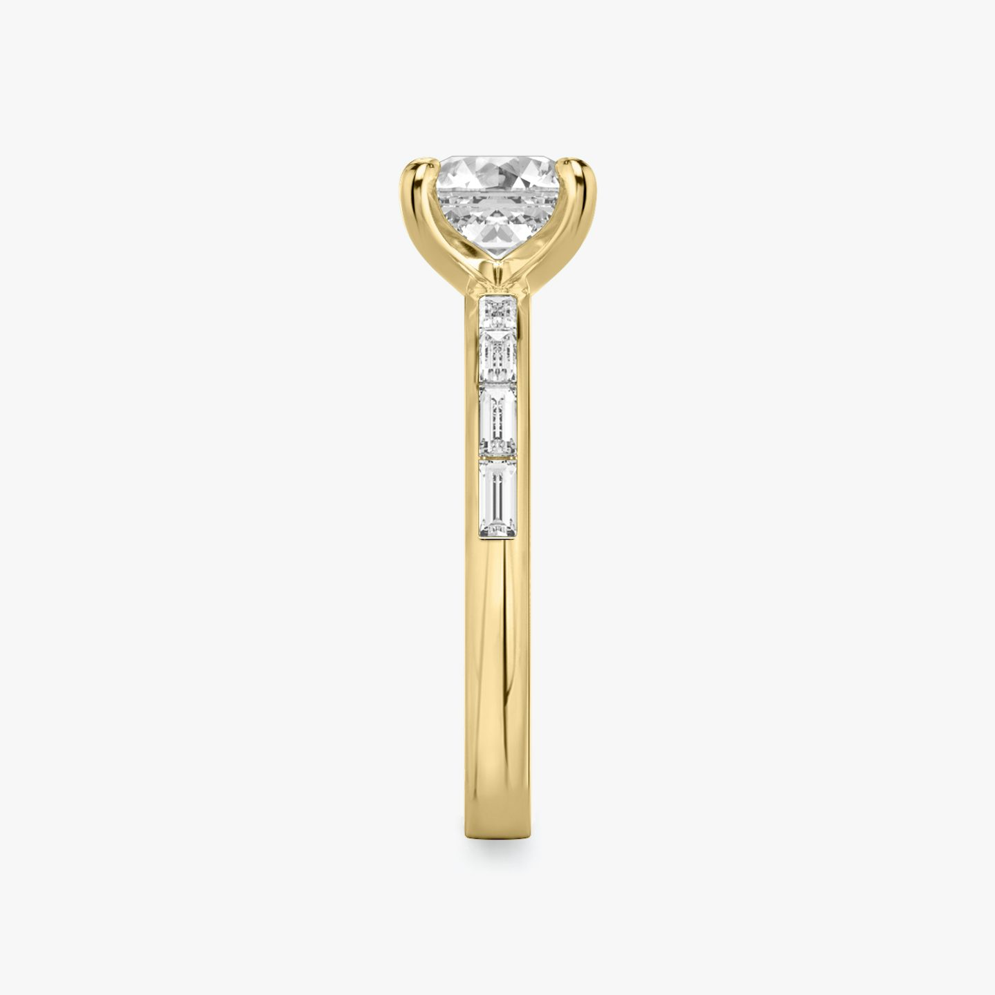 The Devotion | Asscher | 18k | 18k Yellow Gold | Band stone shape: Baguette | Band: Original | Diamond orientation: vertical | Carat weight: See full inventory