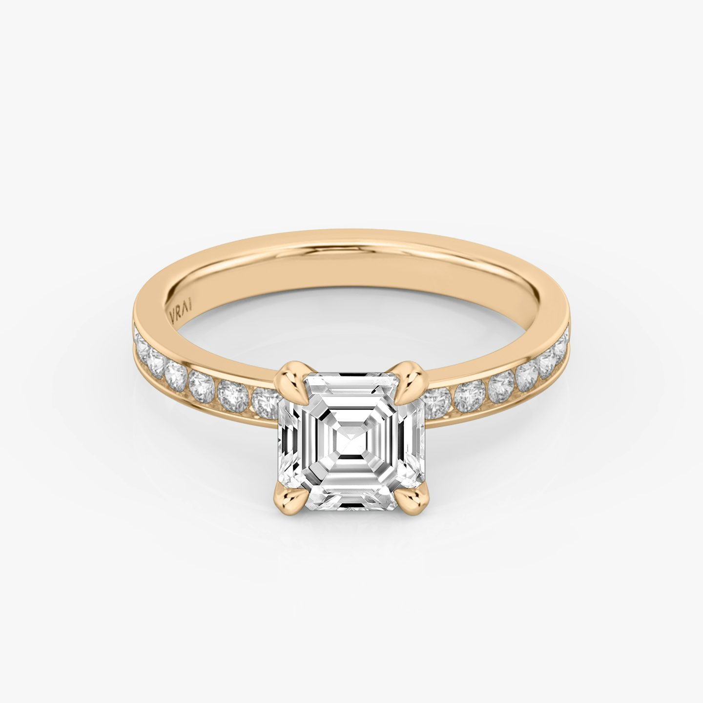 The Devotion | Asscher | 14k | 14k Rose Gold | Band: Pavé | Band stone shape: Round Brilliant | Band: Large | Diamond orientation: vertical | Carat weight: See full inventory