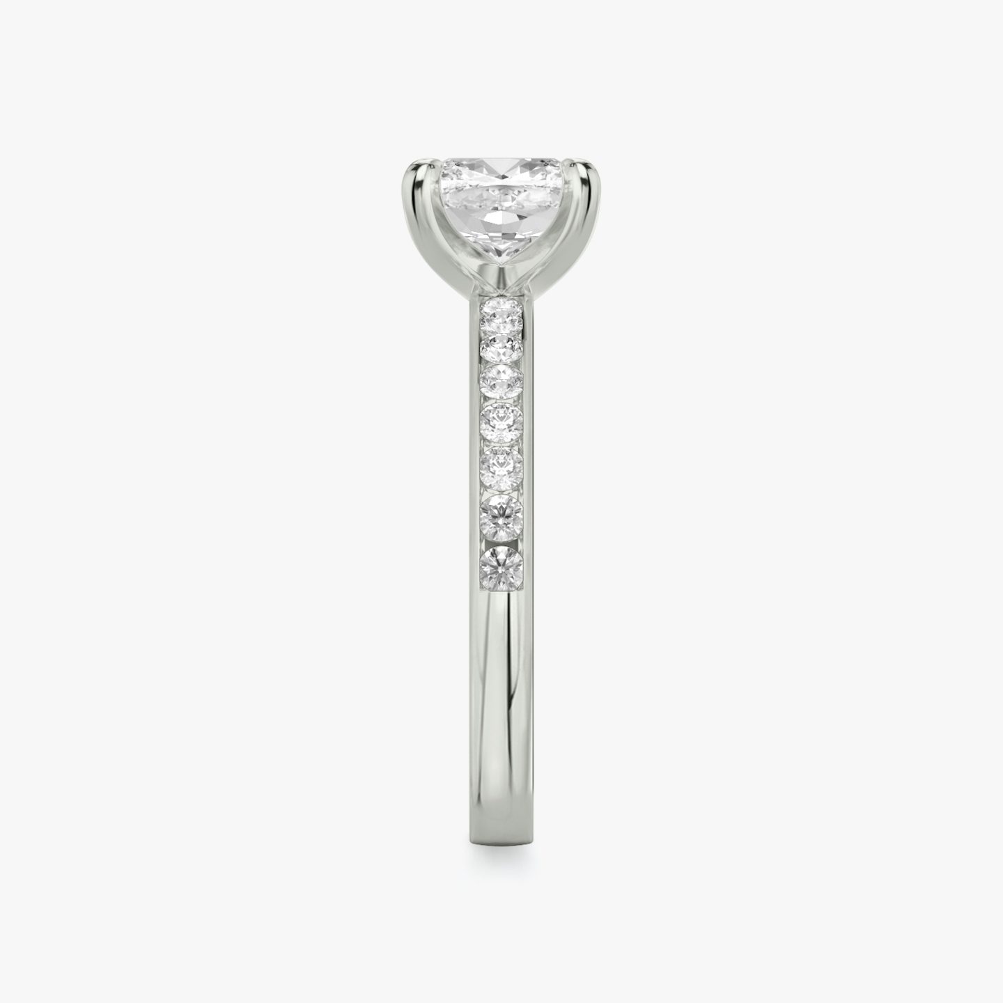The Devotion | Pavé Cushion | 18k | 18k White Gold | Band: Pavé | Band stone shape: Round Brilliant | Band: Large | Diamond orientation: vertical | Carat weight: See full inventory