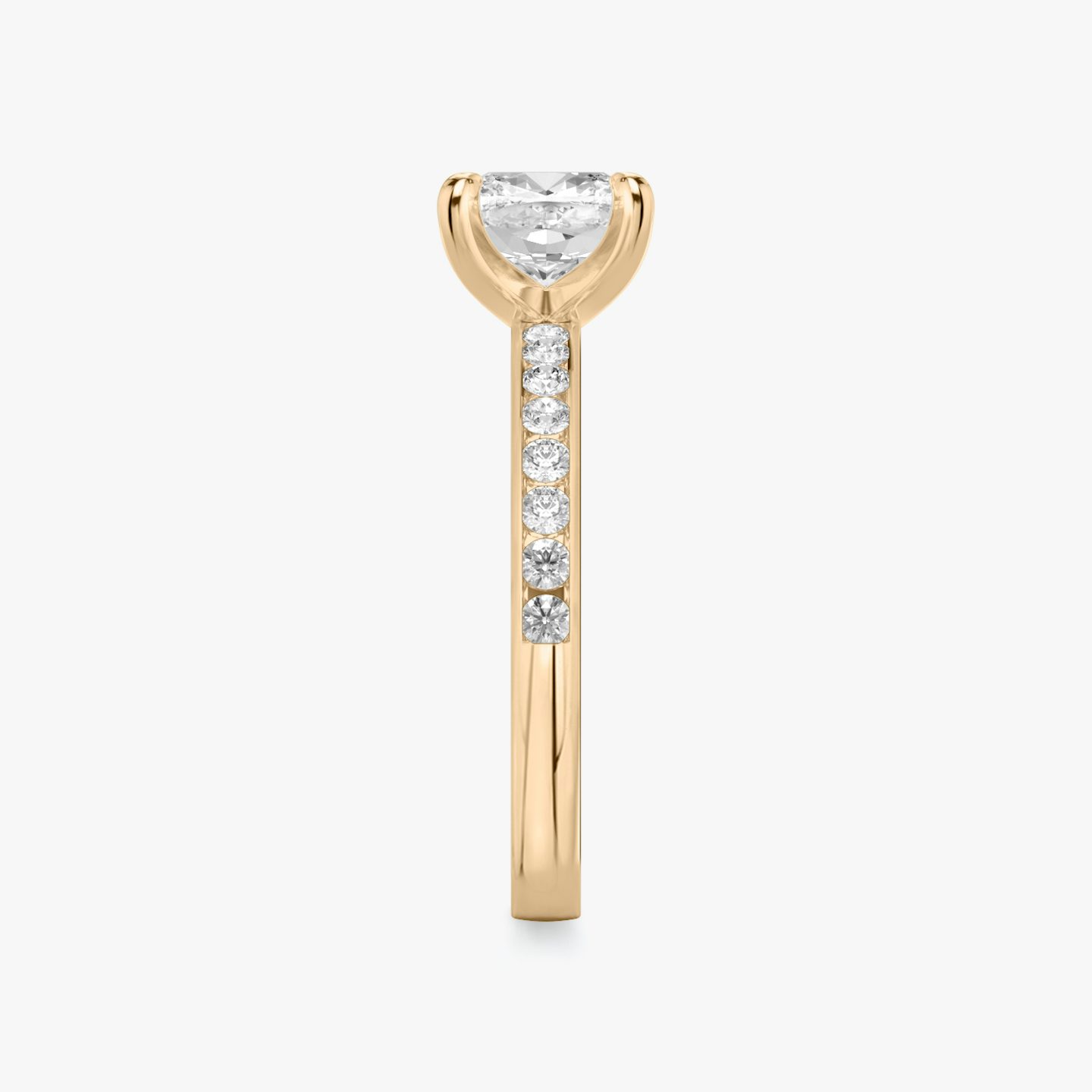 The Devotion | Pavé Cushion | 14k | 14k Rose Gold | Band stone shape: Round Brilliant | Band: Large | Diamond orientation: vertical | Carat weight: See full inventory