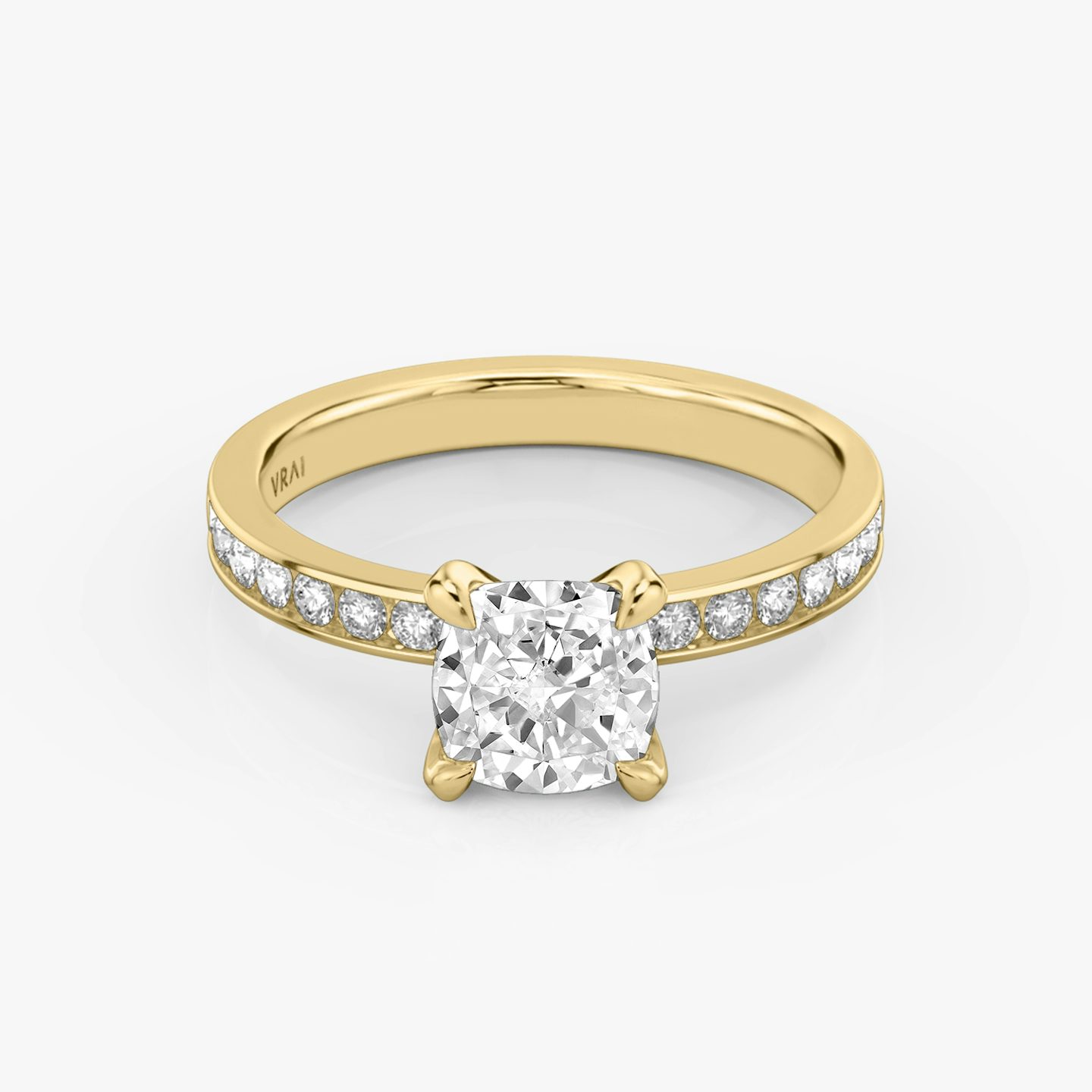 The Devotion | Pavé Cushion | 18k | 18k Yellow Gold | Band: Pavé | Band stone shape: Round Brilliant | Band: Large | Diamond orientation: vertical | Carat weight: See full inventory