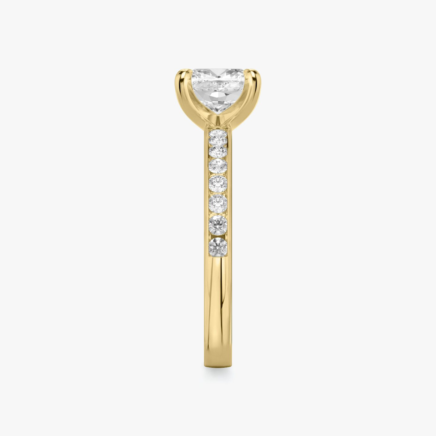 The Devotion | Pavé Cushion | 18k | 18k Yellow Gold | Band: Pavé | Band stone shape: Round Brilliant | Band: Large | Diamond orientation: vertical | Carat weight: See full inventory
