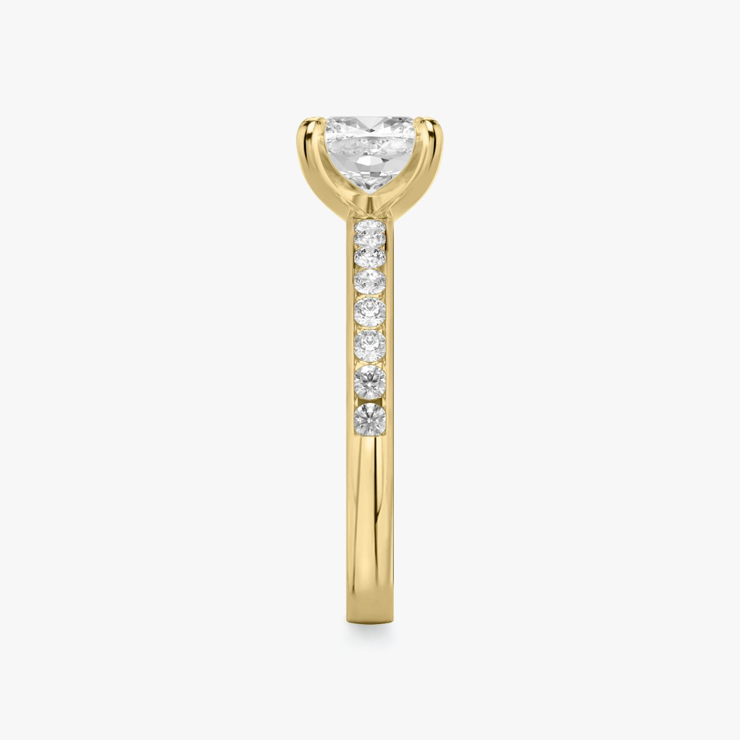 The Devotion | Pavé Cushion | 18k | 18k Yellow Gold | Band stone shape: Round Brilliant | Band: Large | Diamond orientation: vertical | Carat weight: See full inventory