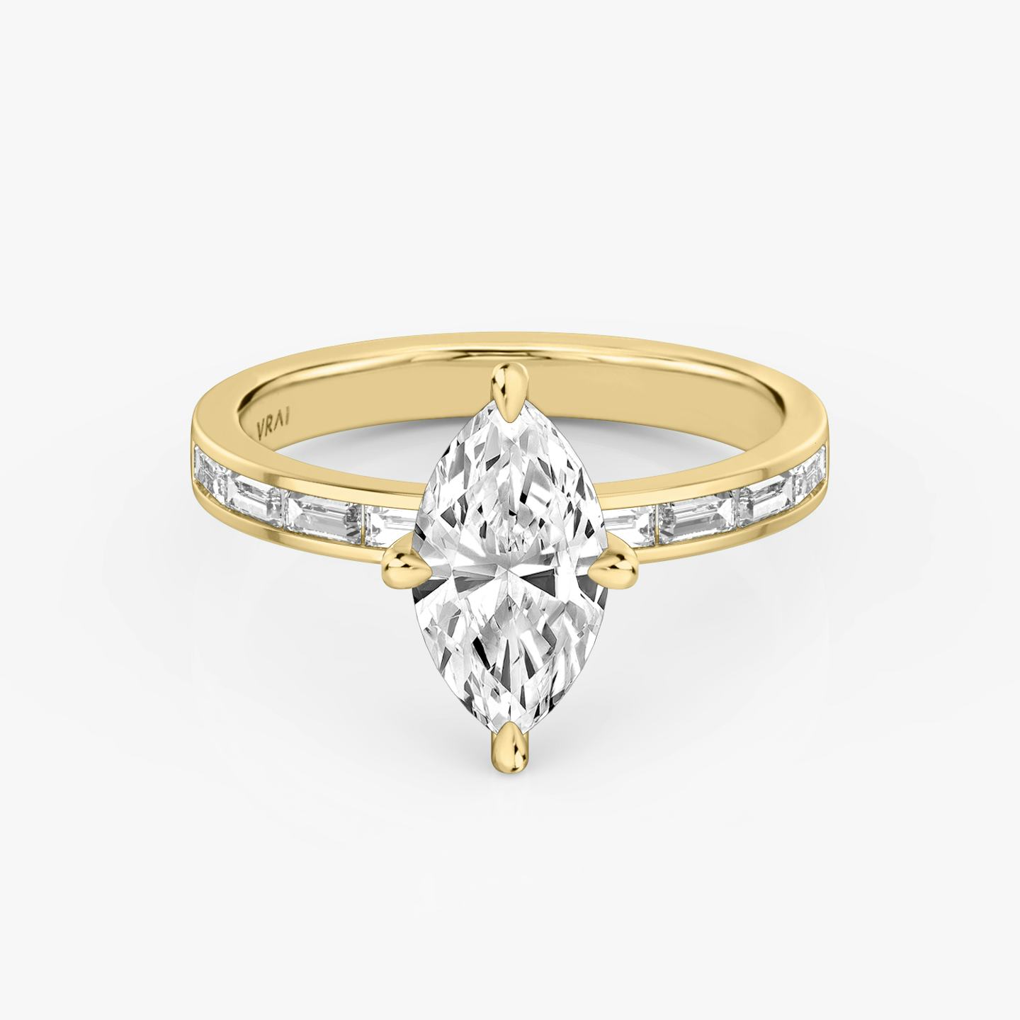 The Devotion | Pavé Marquise | 18k | 18k Yellow Gold | Band stone shape: Baguette | Band: Original | Diamond orientation: vertical | Carat weight: See full inventory