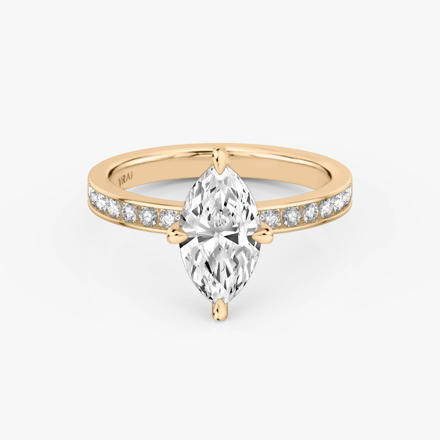 The Devotion | Pavé Marquise | 14k | 14k Rose Gold | Band stone shape: Round Brilliant | Band: Large | Diamond orientation: vertical | Carat weight: See full inventory