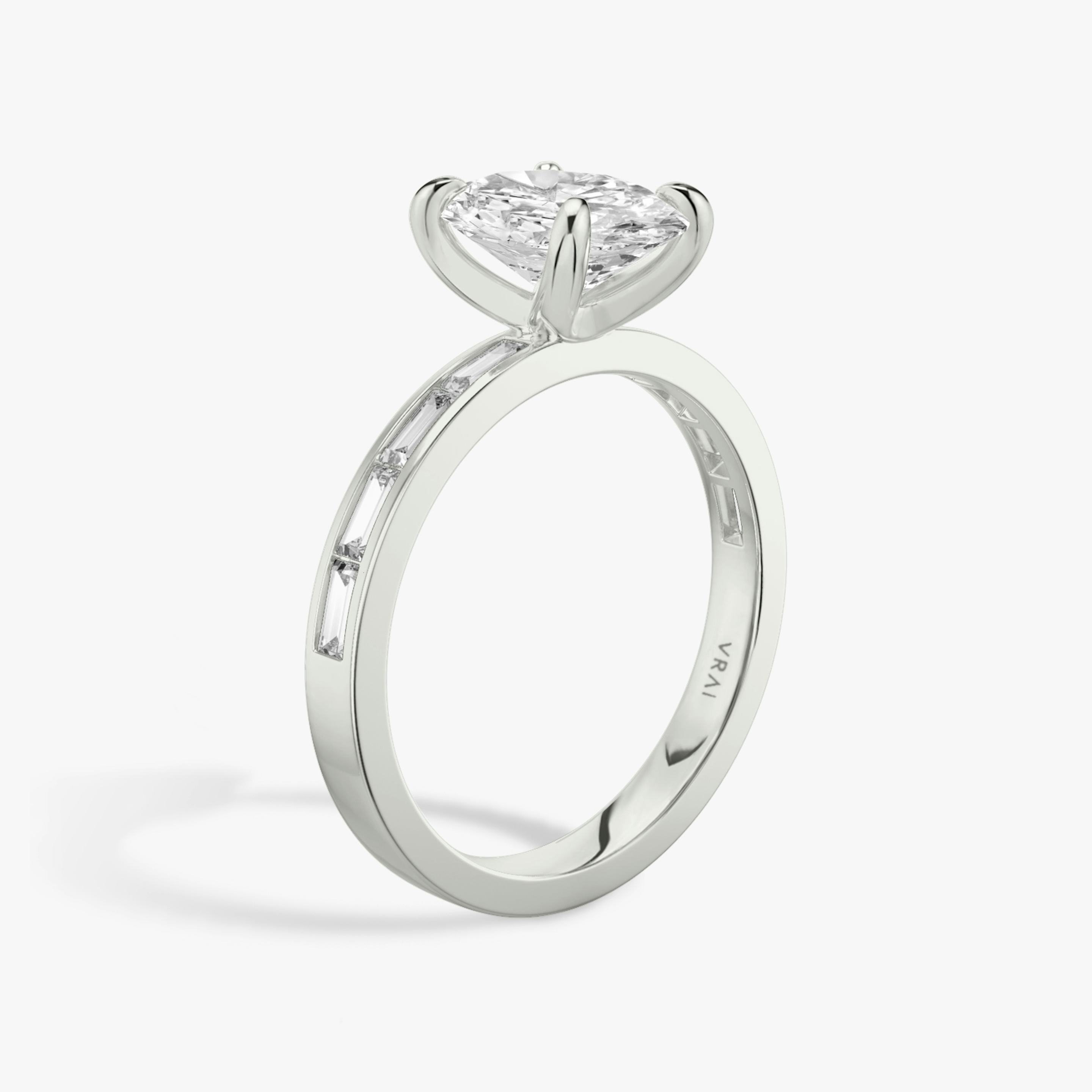 The Devotion | Oval | Platinum | Band stone shape: Baguette | Band: Original | Diamond orientation: vertical | Carat weight: See full inventory