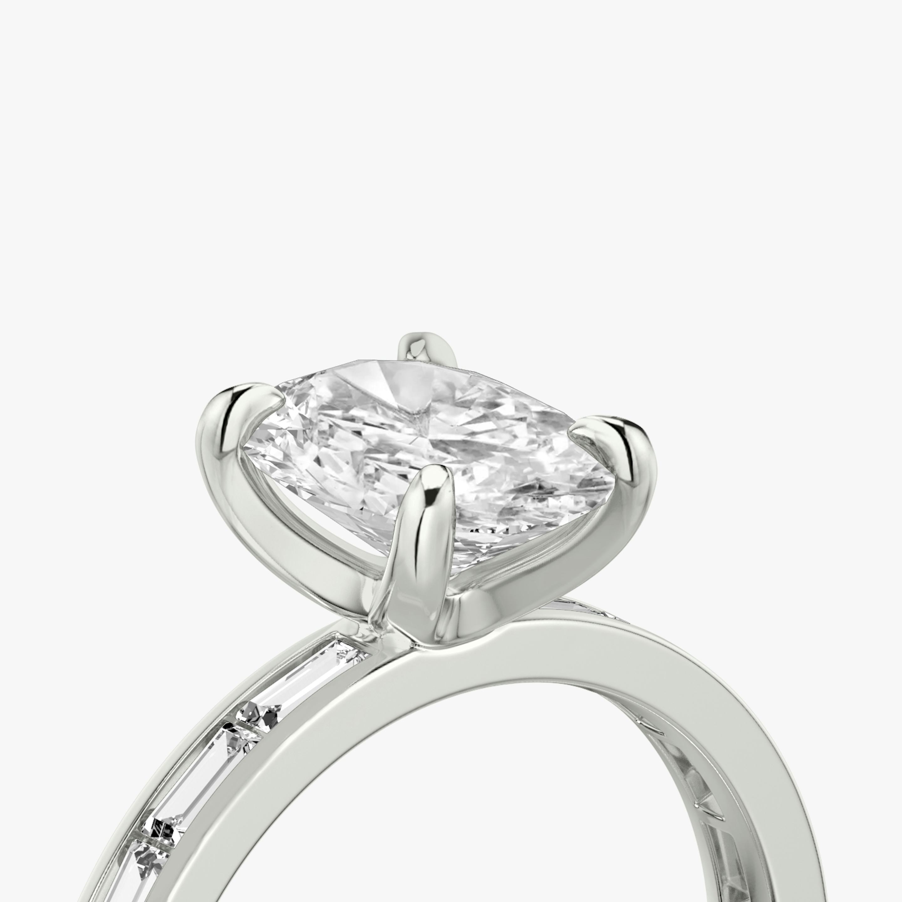 The Devotion | Oval | Platinum | Band stone shape: Baguette | Band: Original | Diamond orientation: vertical | Carat weight: See full inventory