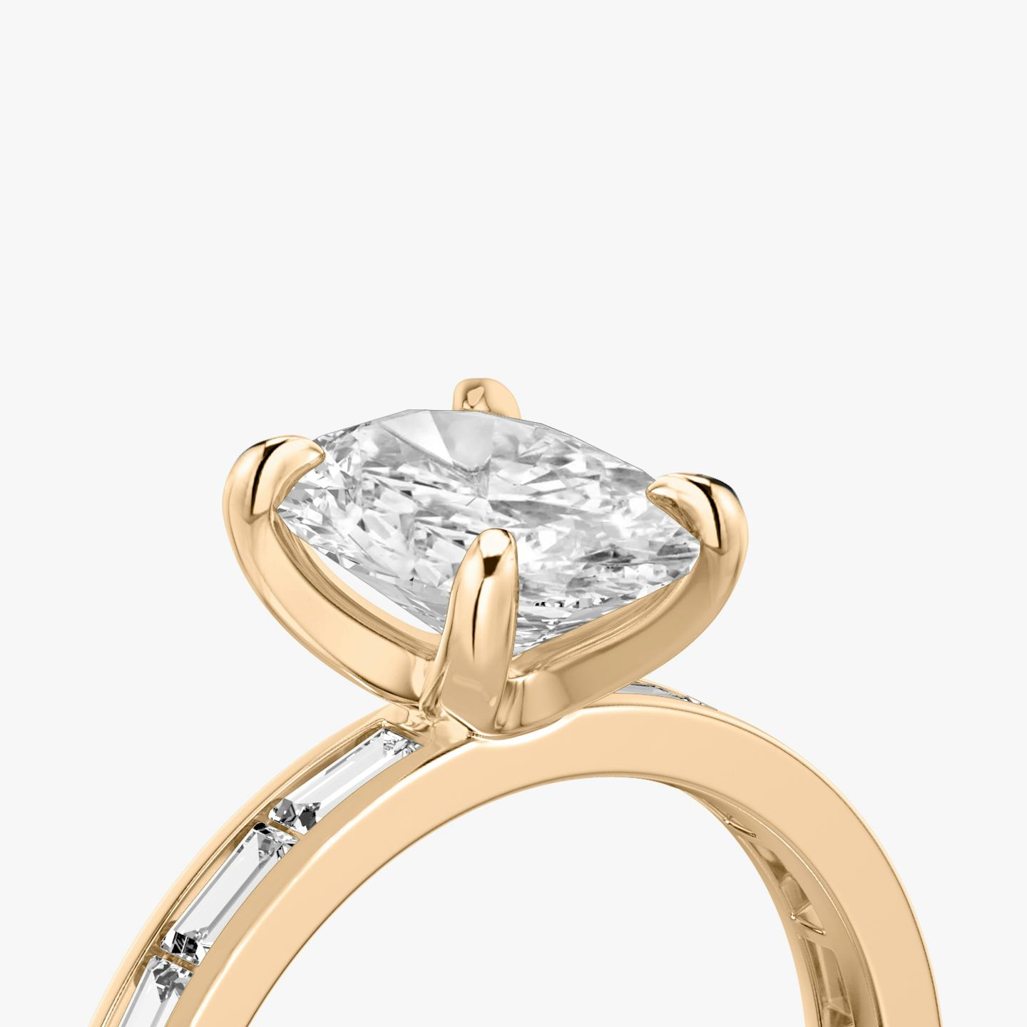 The Devotion | Oval | 14k | 14k Rose Gold | Band stone shape: Baguette | Band: Original | Diamond orientation: vertical | Carat weight: See full inventory