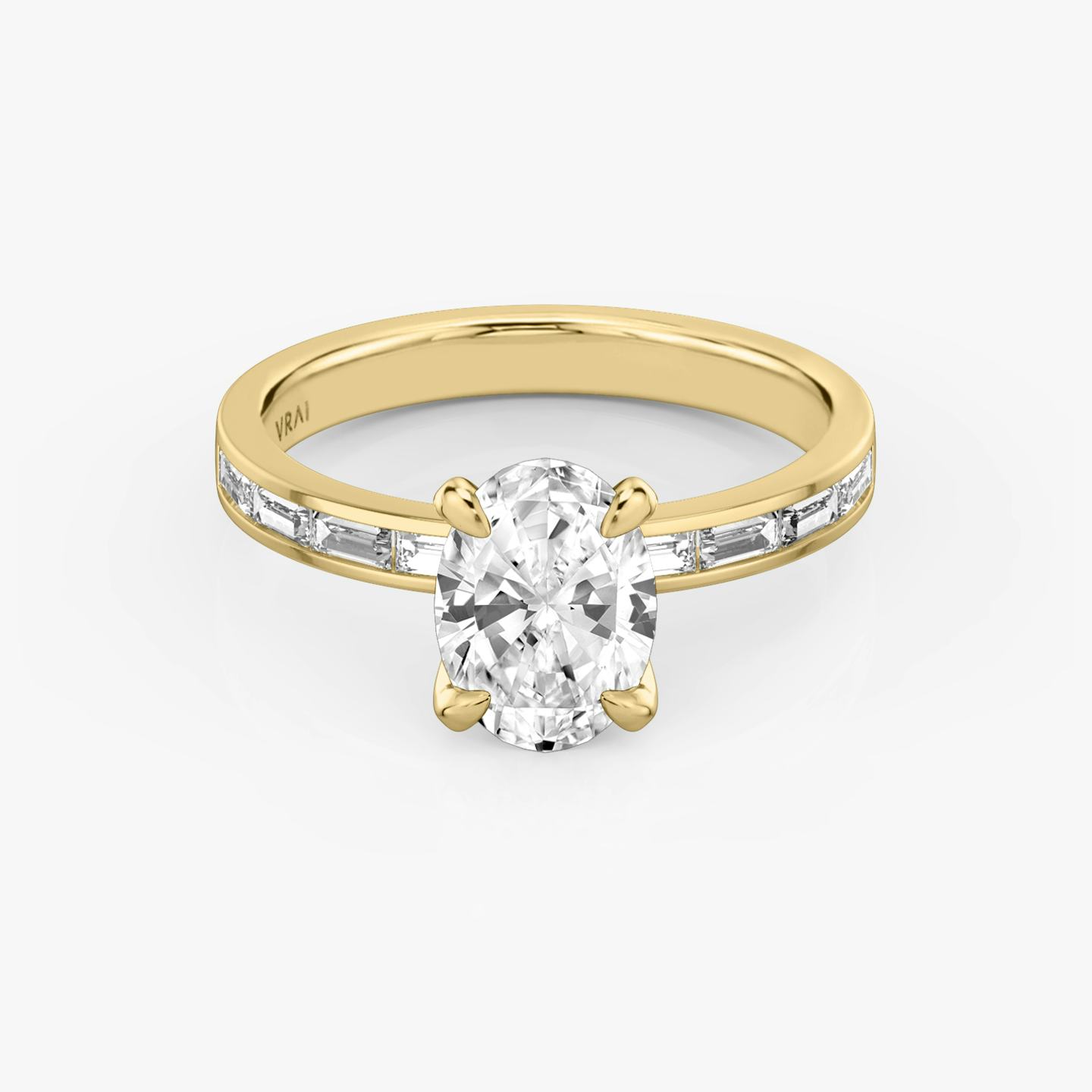 The Devotion | Oval | 18k | 18k Yellow Gold | Band stone shape: Baguette | Band: Original | Diamond orientation: vertical | Carat weight: See full inventory