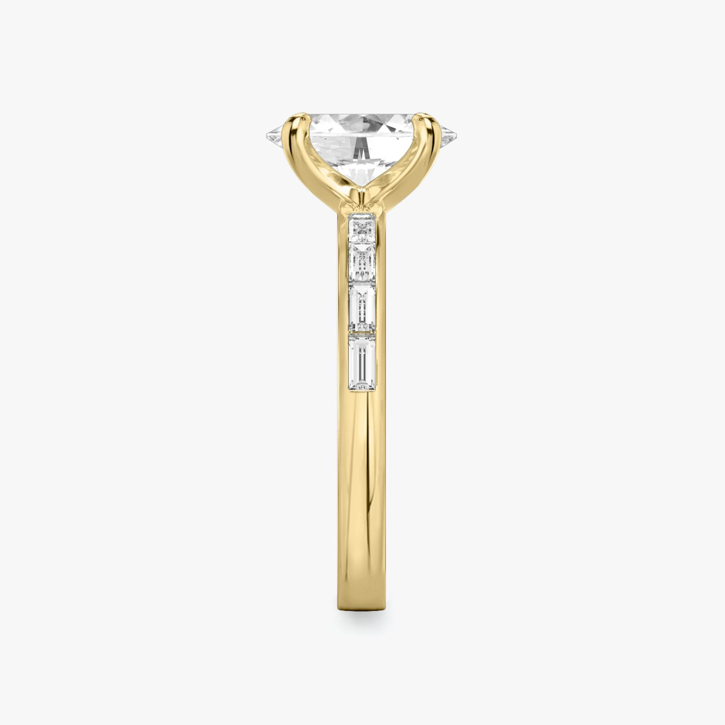 The Devotion | Oval | 18k | 18k Yellow Gold | Band stone shape: Baguette | Band: Original | Diamond orientation: vertical | Carat weight: See full inventory