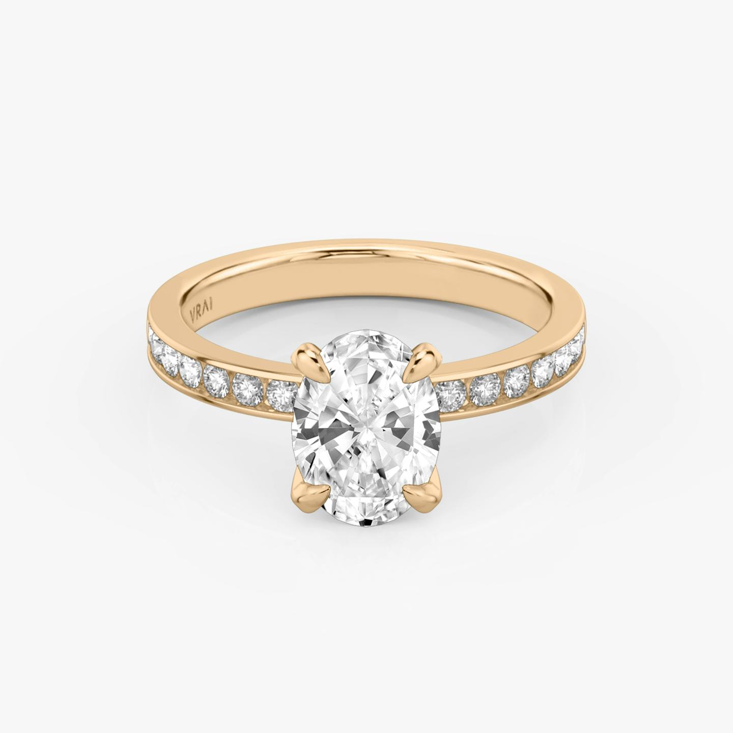 The Devotion | Oval | 14k | 14k Rose Gold | Band stone shape: Round Brilliant | Band: Large | Diamond orientation: vertical | Carat weight: See full inventory
