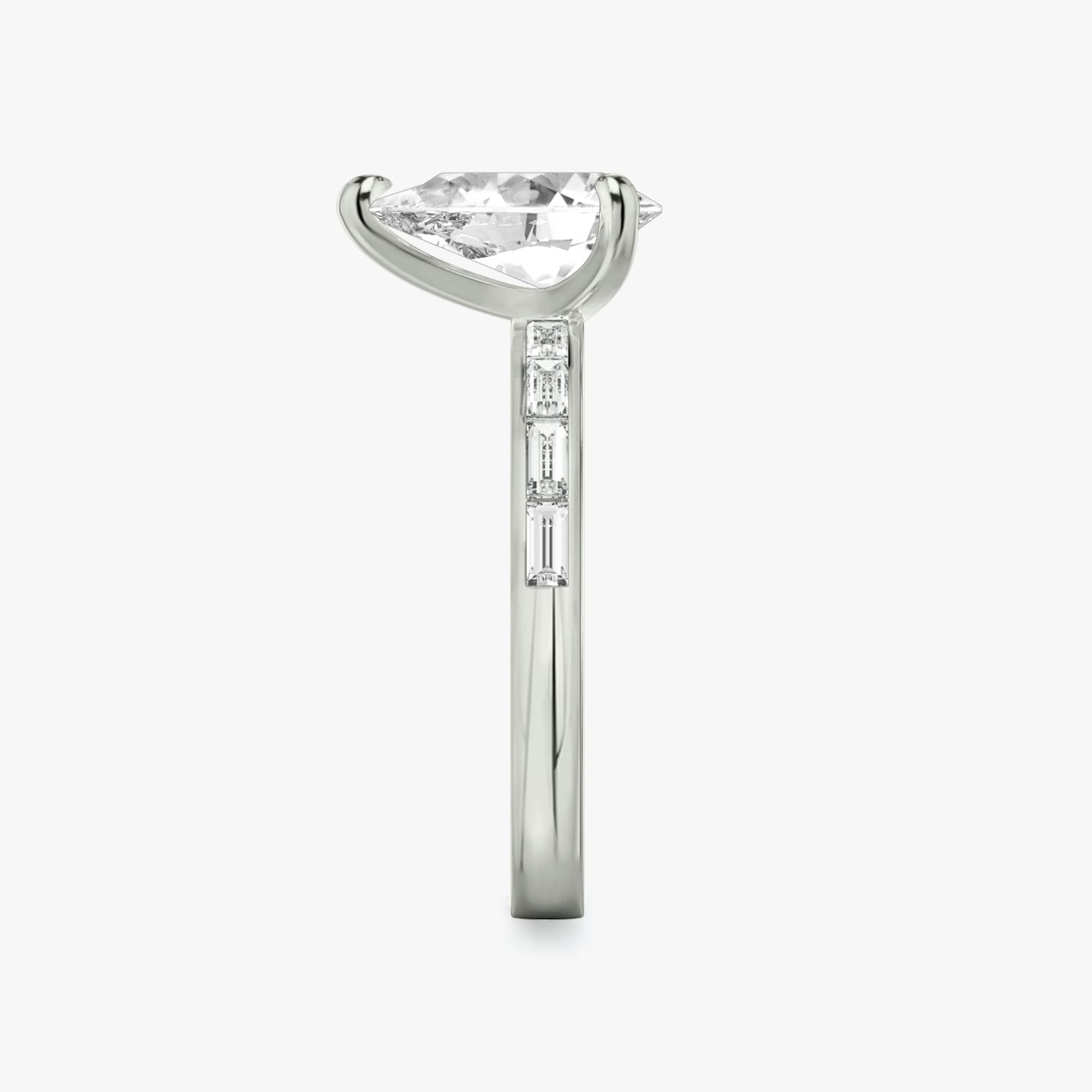 The Devotion | Pear | 18k | 18k White Gold | Band stone shape: Baguette | Band: Original | Diamond orientation: vertical | Carat weight: See full inventory