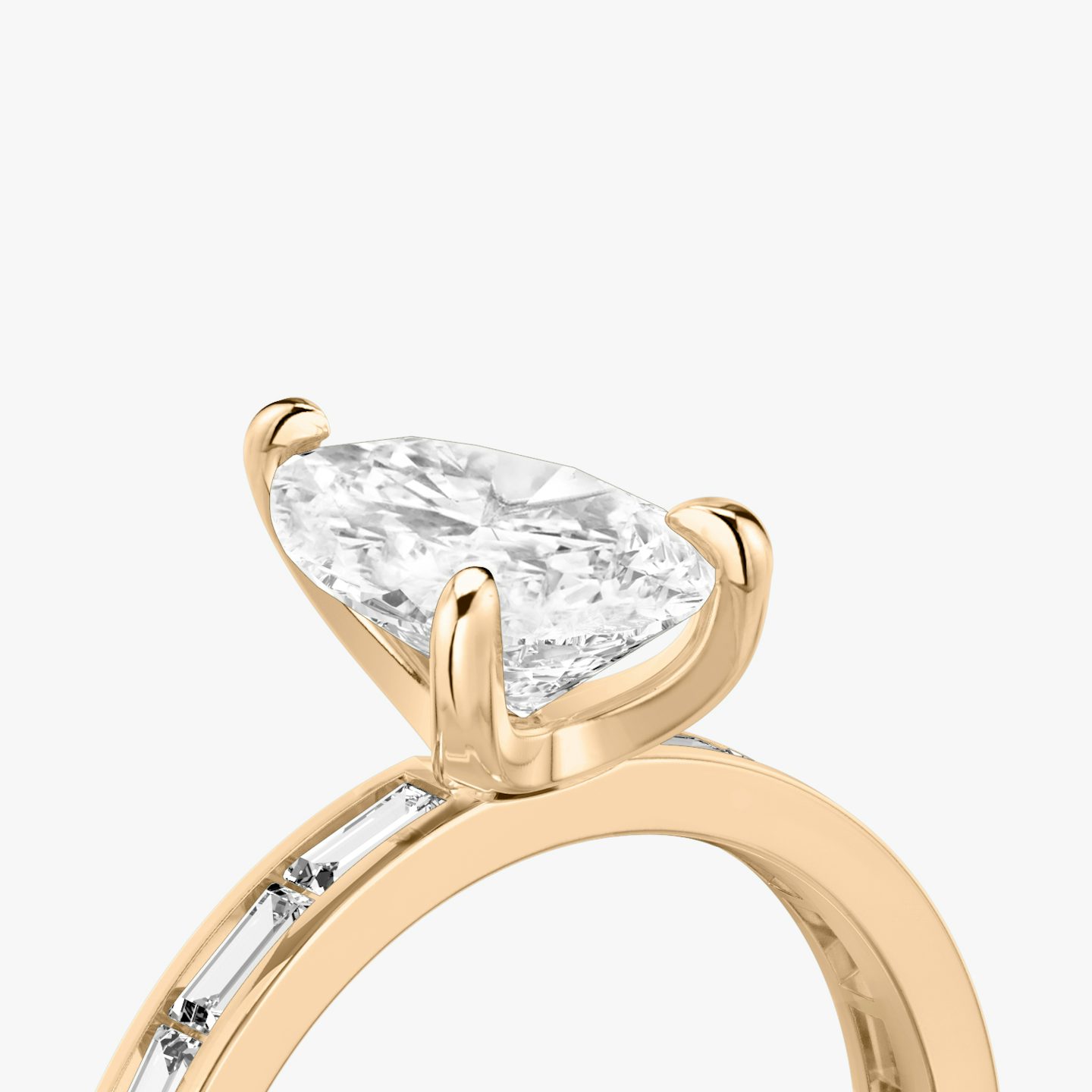 The Devotion | Pear | 14k | 14k Rose Gold | Band: Pavé | Band stone shape: Baguette | Band: Original | Diamond orientation: vertical | Carat weight: See full inventory