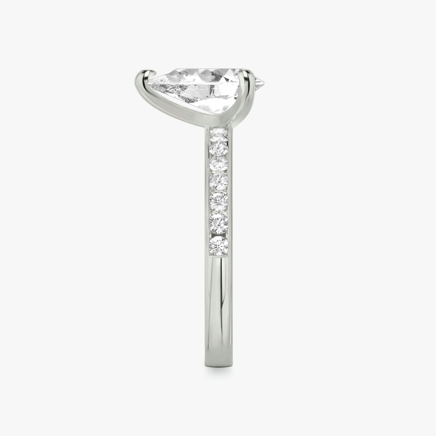 The Devotion | Pear | 18k | 18k White Gold | Band stone shape: Round Brilliant | Band: Large | Diamond orientation: vertical | Carat weight: See full inventory