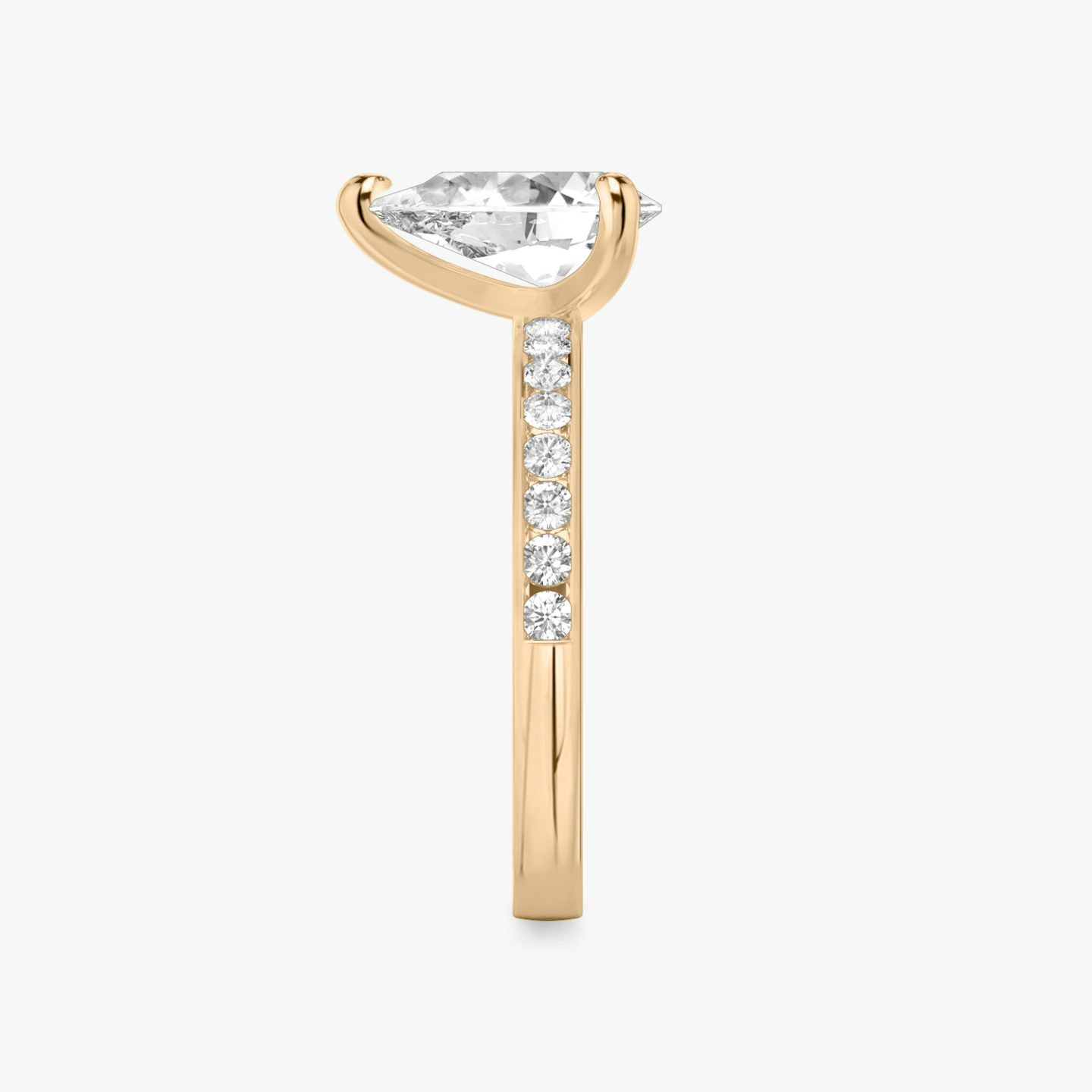 The Devotion | Pear | 14k | 14k Rose Gold | Band: Pavé | Band stone shape: Round Brilliant | Band: Large | Diamond orientation: vertical | Carat weight: See full inventory