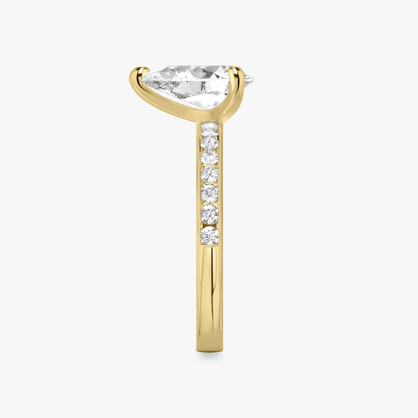 The Devotion | Pear | 18k | 18k Yellow Gold | Band stone shape: Round Brilliant | Band: Large | Diamond orientation: vertical | Carat weight: See full inventory