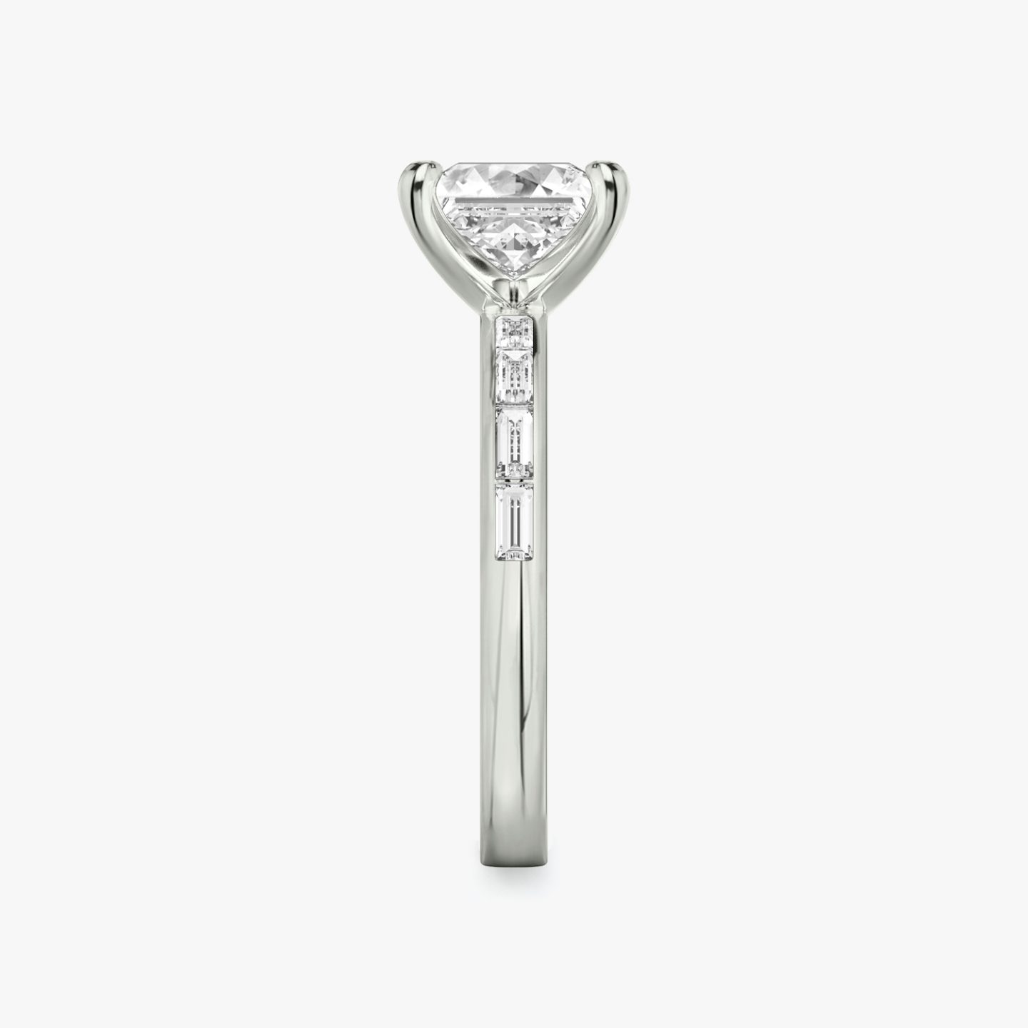 The Devotion | Princess | 18k | 18k White Gold | Band: Pavé | Band stone shape: Baguette | Band: Original | Diamond orientation: vertical | Carat weight: See full inventory