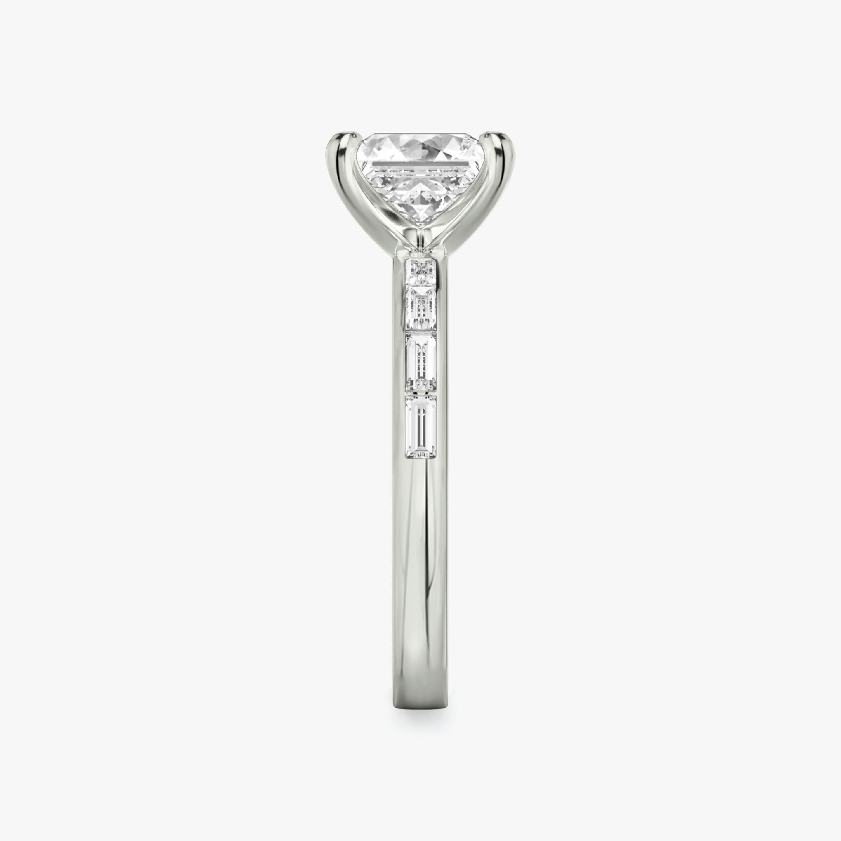 The Devotion | Princess | Platinum | Band stone shape: Baguette | Band: Original | Diamond orientation: vertical | Carat weight: See full inventory