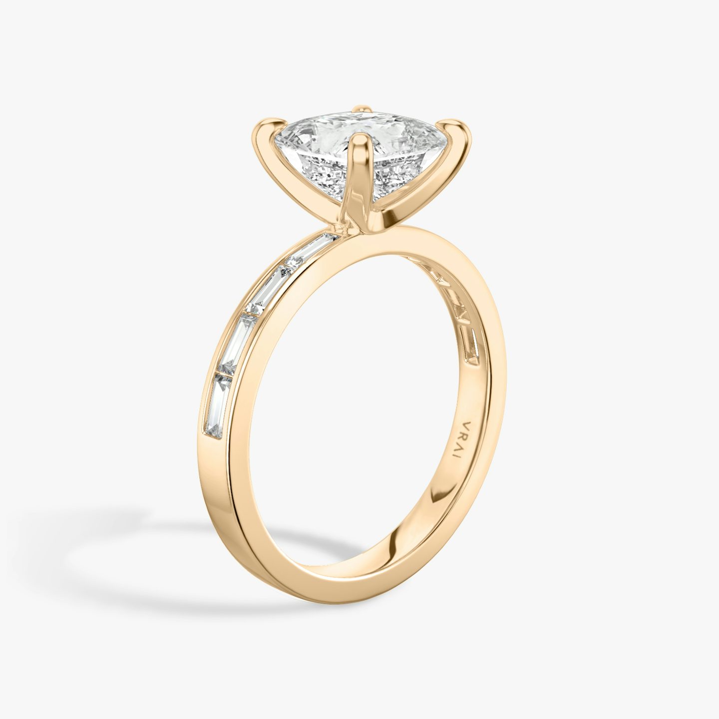 The Devotion | Princess | 14k | 14k Rose Gold | Band: Pavé | Band stone shape: Baguette | Band: Original | Diamond orientation: vertical | Carat weight: See full inventory