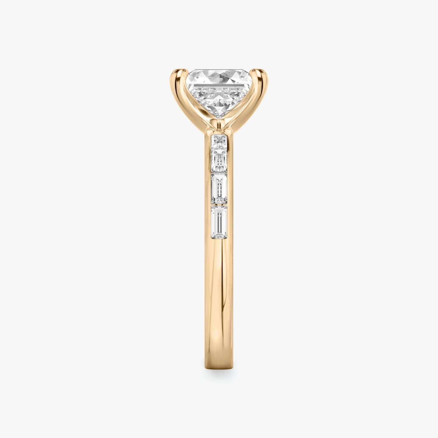The Devotion | Princess | 14k | 14k Rose Gold | Band stone shape: Baguette | Band: Original | Diamond orientation: vertical | Carat weight: See full inventory
