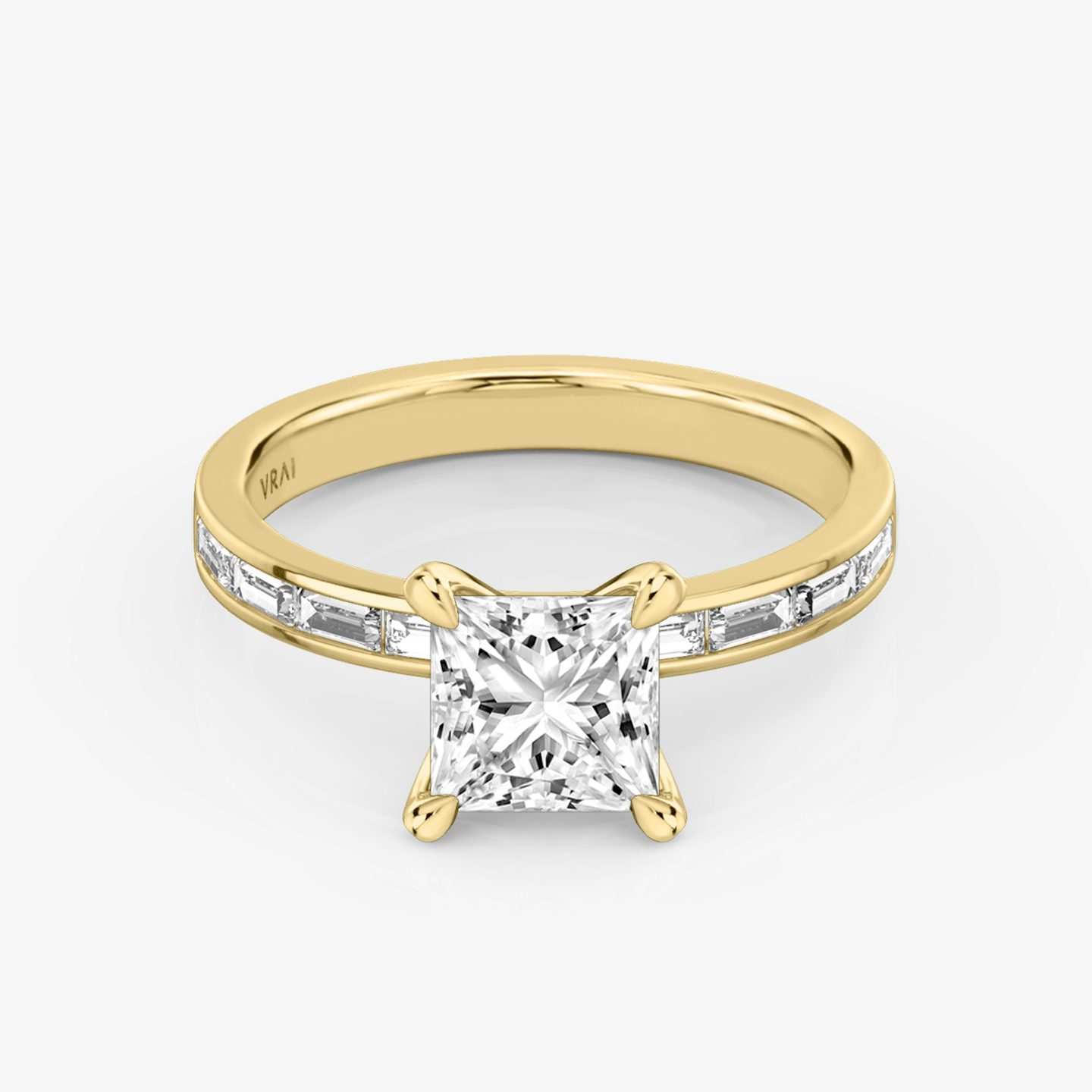 The Devotion | Princess | 18k | 18k Yellow Gold | Band: Pavé | Band stone shape: Baguette | Band: Original | Diamond orientation: vertical | Carat weight: See full inventory