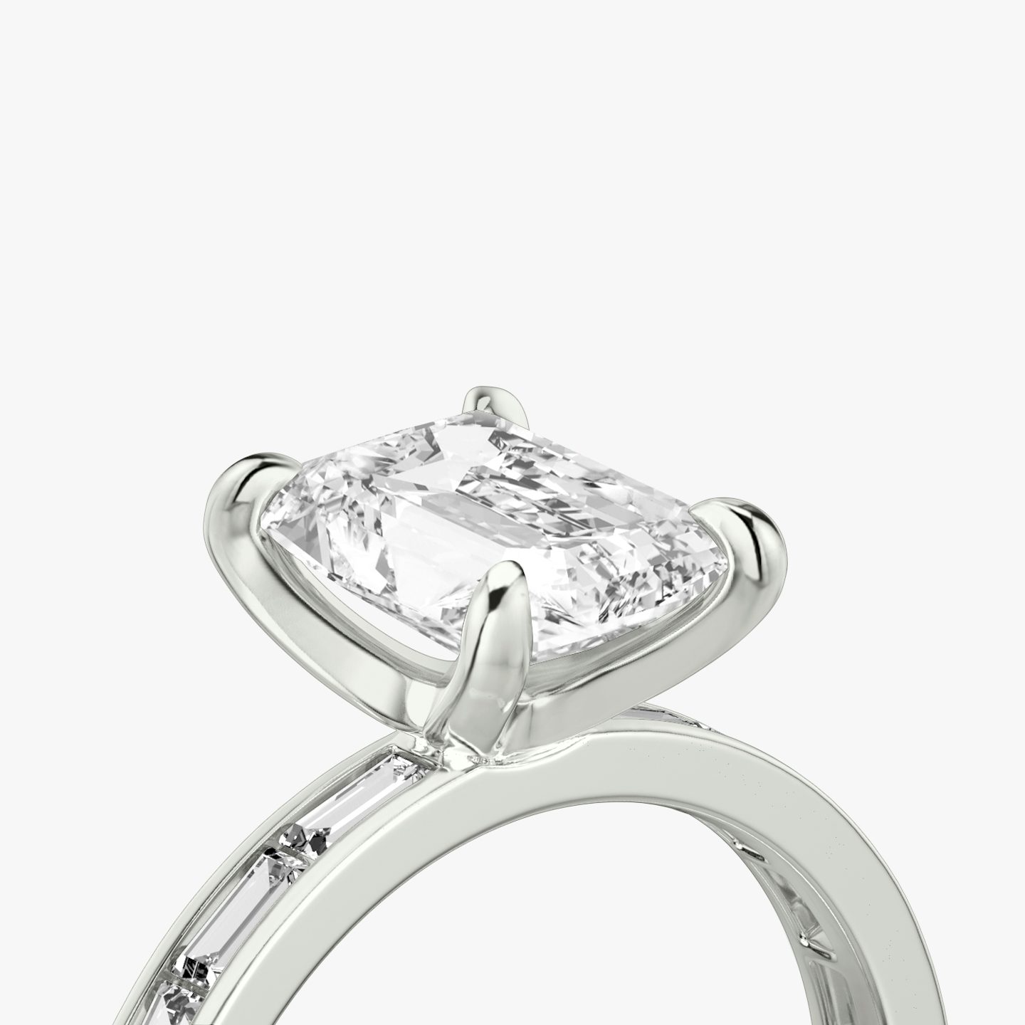 The Devotion | Radiant | 18k | 18k White Gold | Band: Pavé | Band stone shape: Baguette | Band: Original | Diamond orientation: vertical | Carat weight: See full inventory