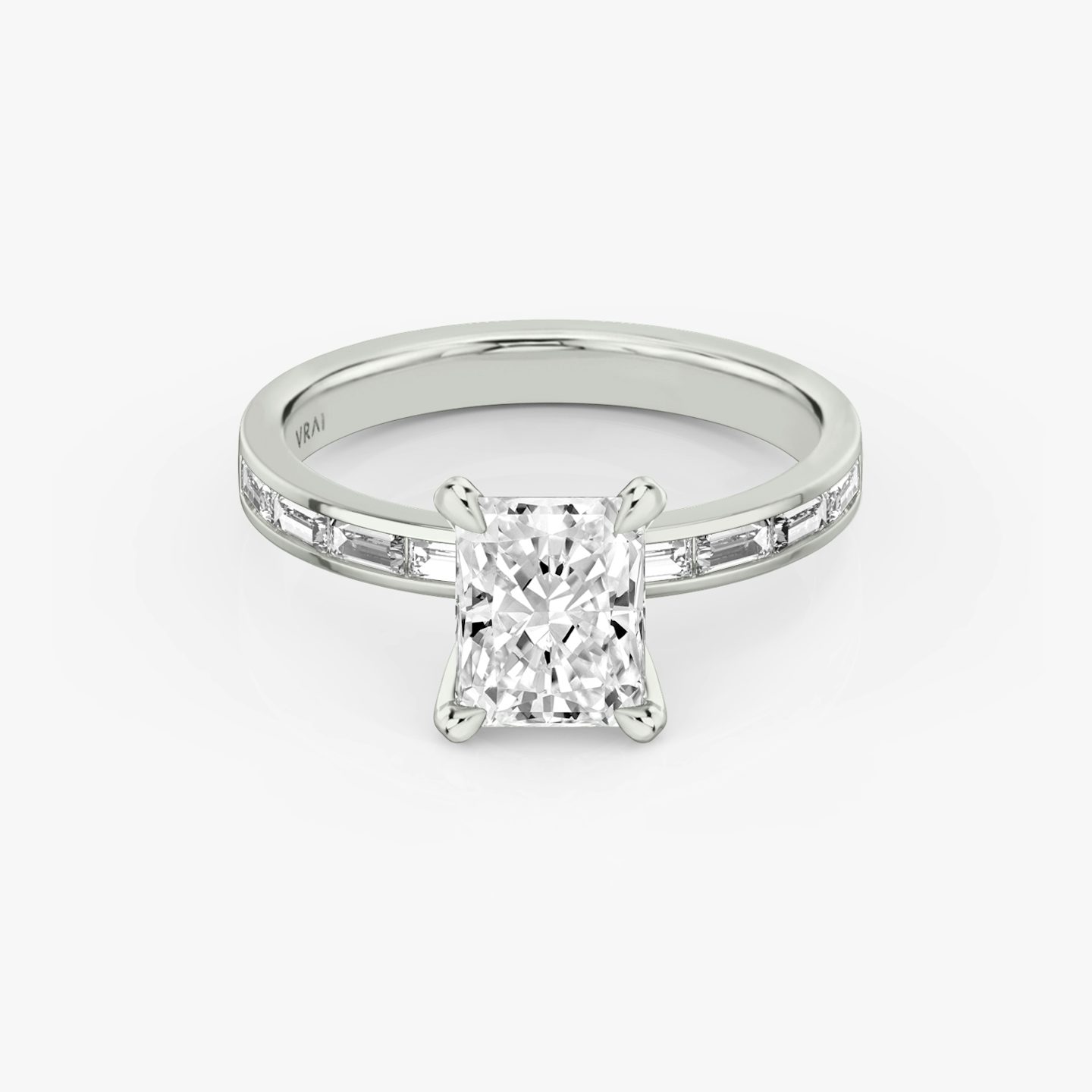 The Devotion | Radiant | 18k | 18k White Gold | Band stone shape: Baguette | Band: Original | Diamond orientation: vertical | Carat weight: See full inventory