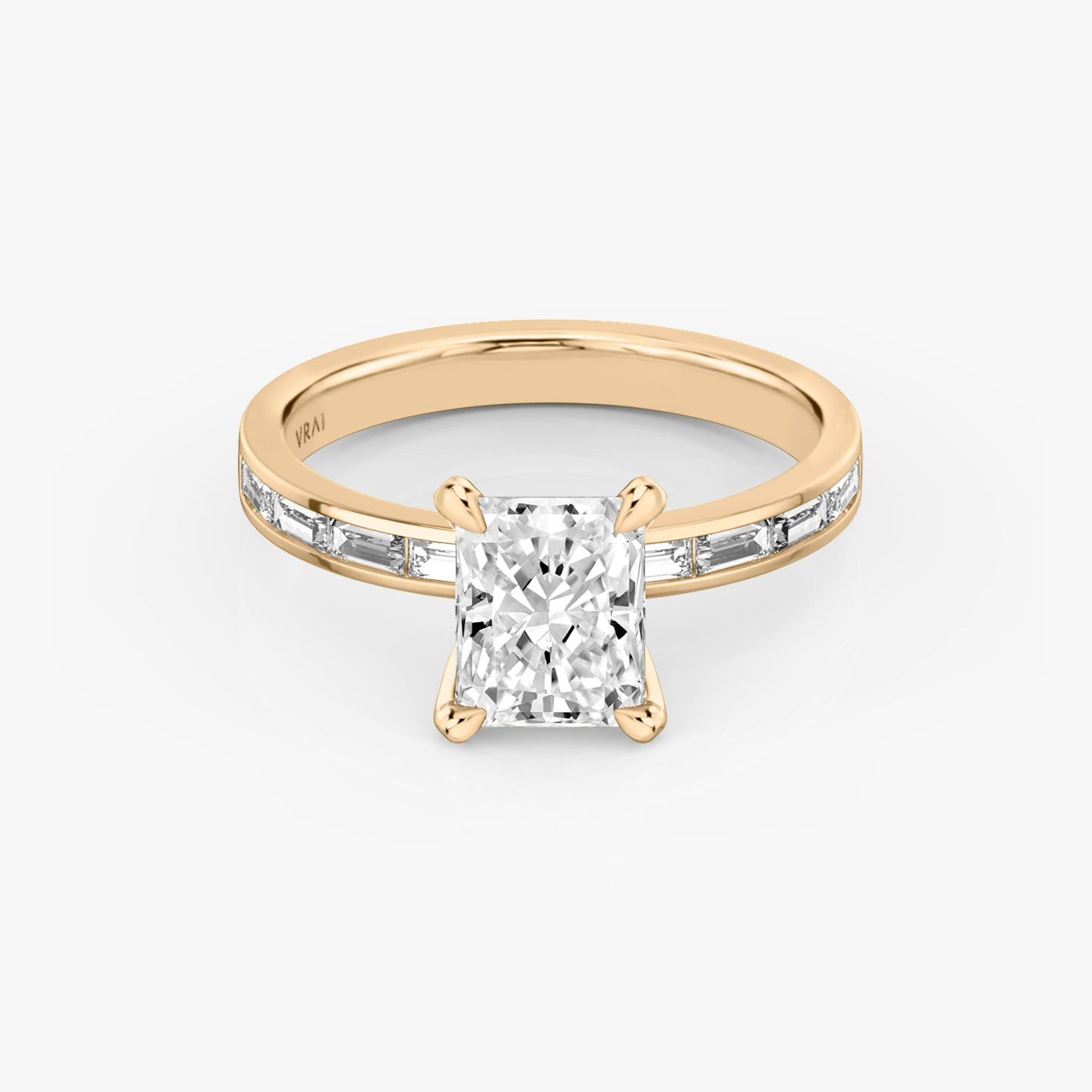 The Devotion | Radiant | 14k | 14k Rose Gold | Band stone shape: Baguette | Band: Original | Diamond orientation: vertical | Carat weight: See full inventory