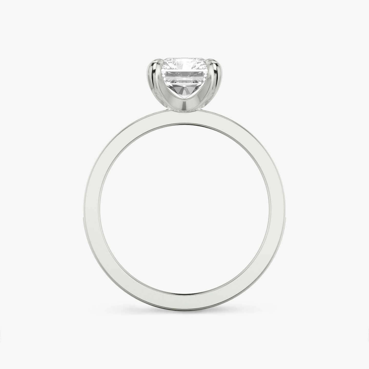 The Devotion | Radiant | Platinum | Band: Pavé | Band stone shape: Round Brilliant | Band: Large | Diamond orientation: vertical | Carat weight: See full inventory