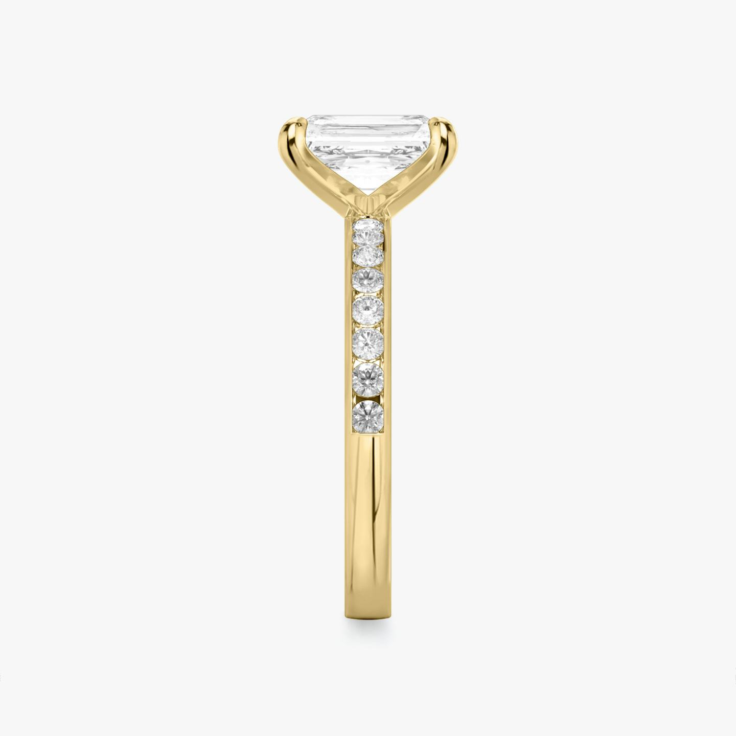 The Devotion | Radiant | 18k | 18k Yellow Gold | Band stone shape: Round Brilliant | Band: Large | Diamond orientation: vertical | Carat weight: See full inventory