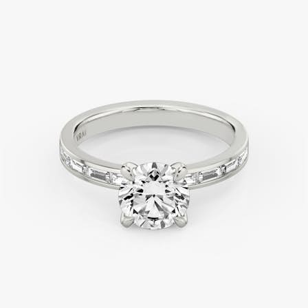 Devotion Round Brilliant and Baguette Diamond Art deco ring