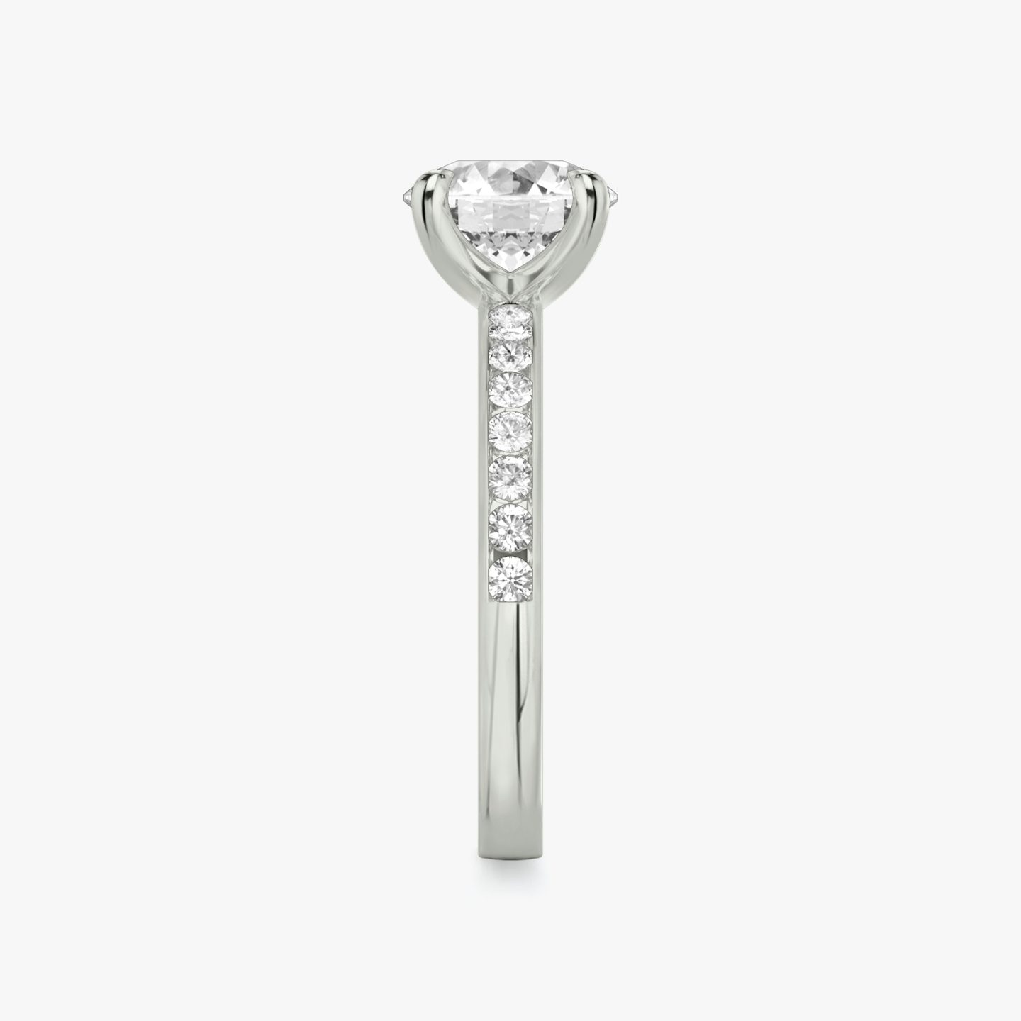 The Devotion | Round Brilliant | 18k | 18k White Gold | Band: Pavé | Band stone shape: Round Brilliant | Band: Large | Carat weight: See full inventory | Diamond orientation: vertical