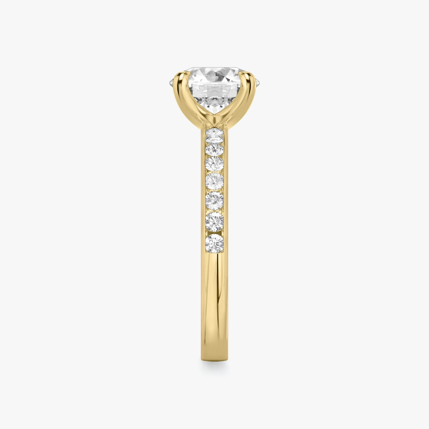 The Devotion | Round Brilliant | 18k | 18k Yellow Gold | Band: Pavé | Band stone shape: Round Brilliant | Band: Large | Carat weight: See full inventory | Diamond orientation: vertical