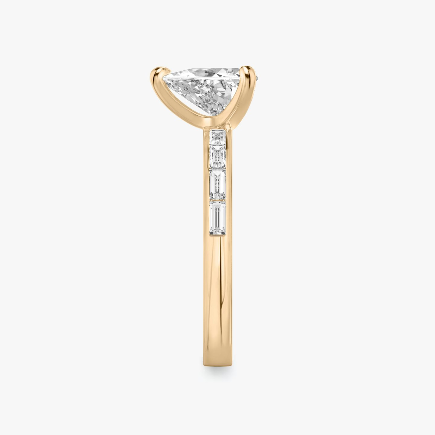 The Devotion | Trillion | 14k | 14k Rose Gold | Band stone shape: Baguette | Band: Original | Diamond orientation: vertical | Carat weight: See full inventory