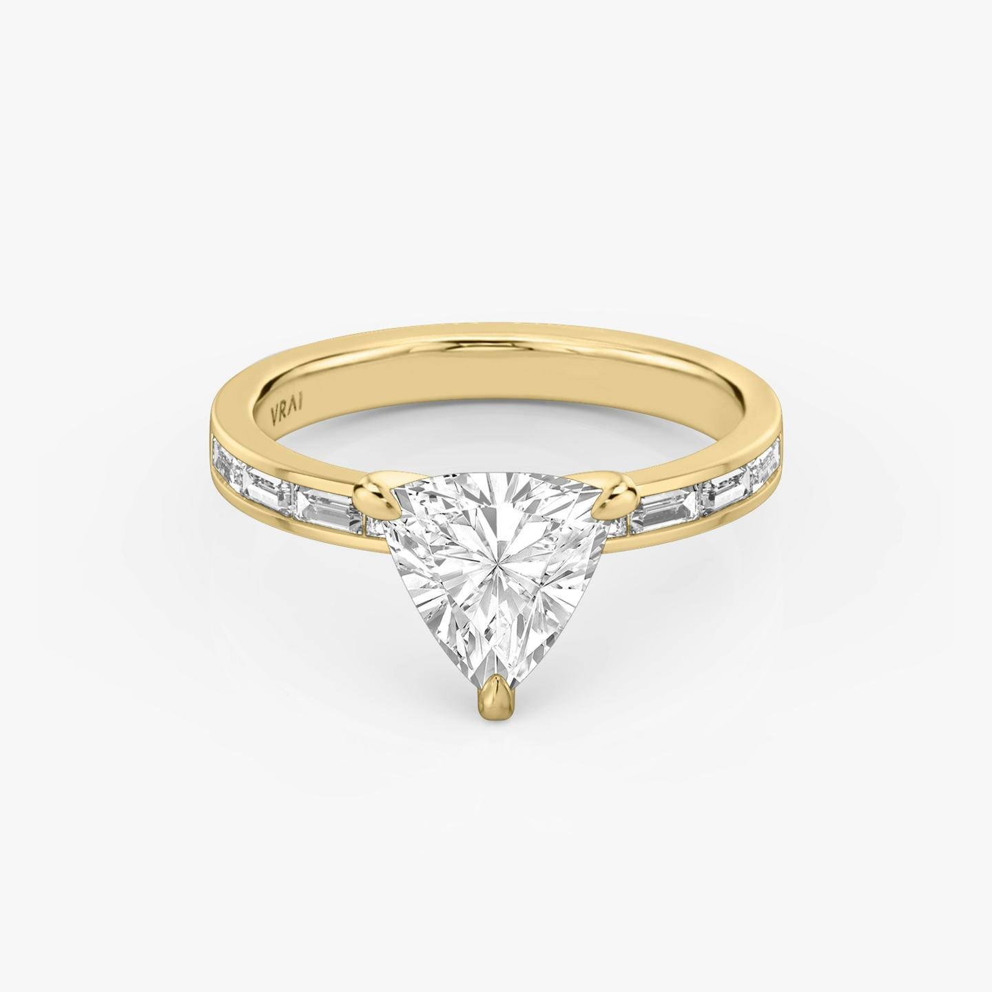 The Devotion | Trillion | 18k | 18k Yellow Gold | Band stone shape: Baguette | Band: Original | Diamond orientation: vertical | Carat weight: See full inventory