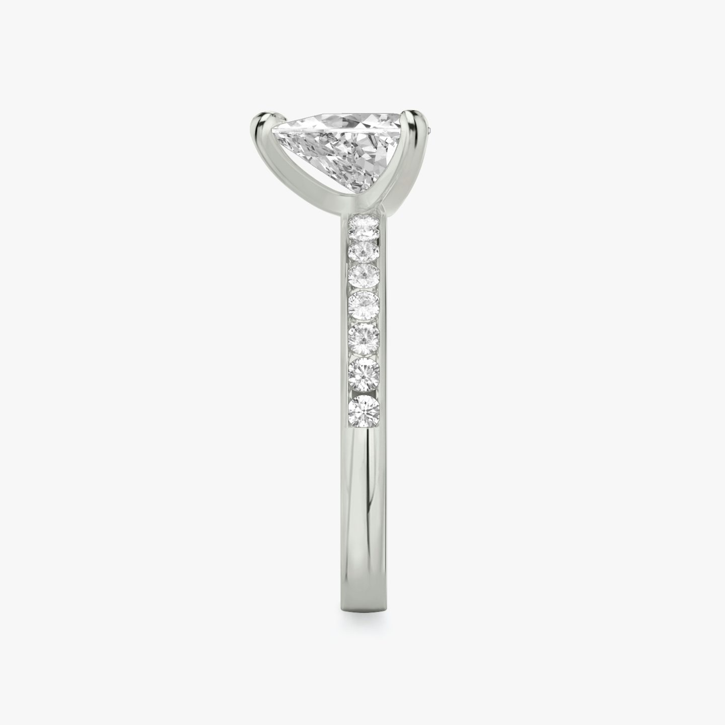 The Devotion | Trillion | Platinum | Band: Pavé | Band stone shape: Round Brilliant | Band: Large | Diamond orientation: vertical | Carat weight: See full inventory
