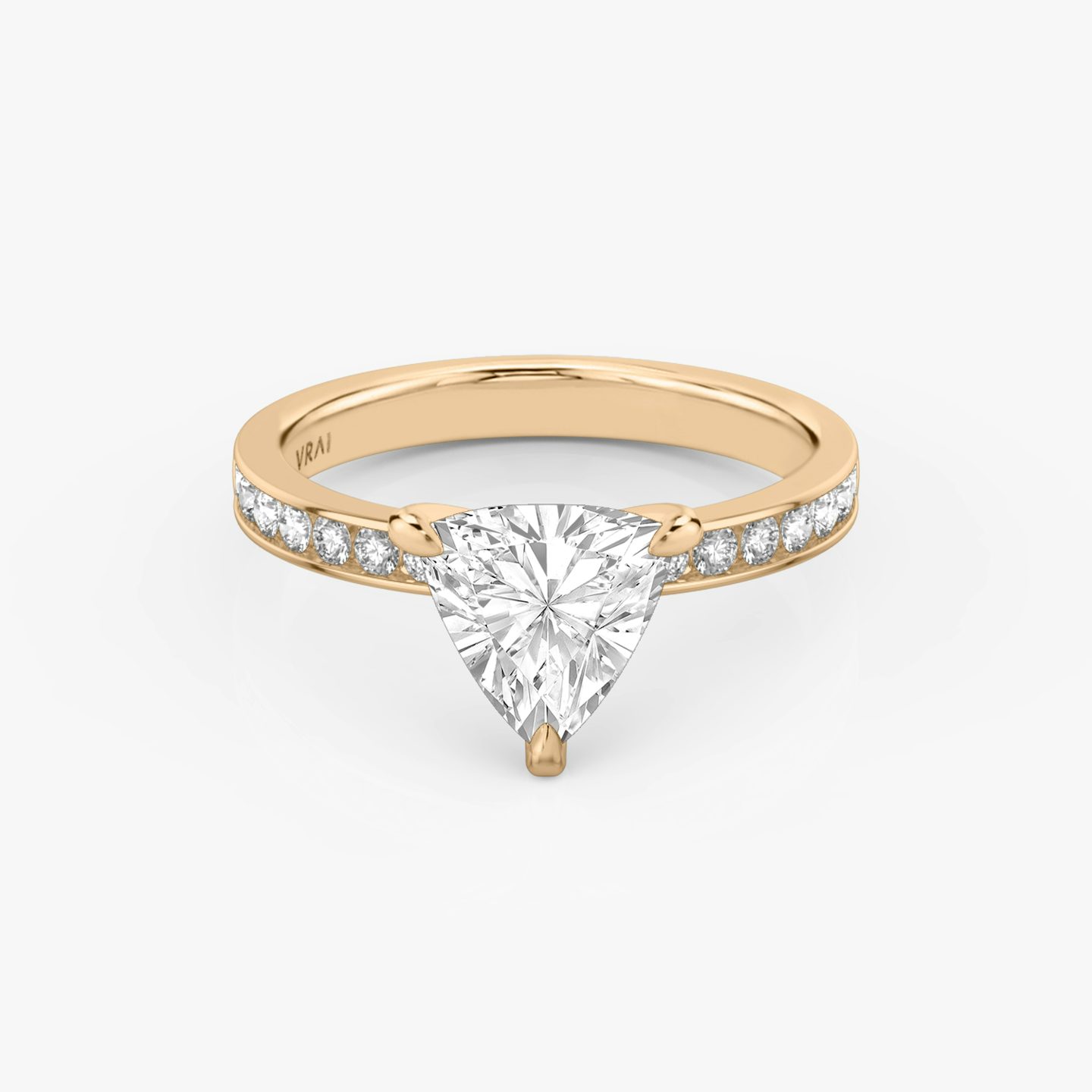 The Devotion | Trillion | 14k | 14k Rose Gold | Band: Pavé | Band stone shape: Round Brilliant | Band: Large | Diamond orientation: vertical | Carat weight: See full inventory