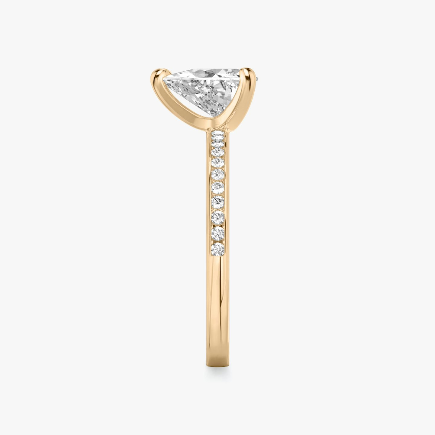 The Devotion | Trillion | 14k | 14k Rose Gold | Band: Pavé | Band stone shape: Round Brilliant | Band: Original | Diamond orientation: vertical | Carat weight: See full inventory